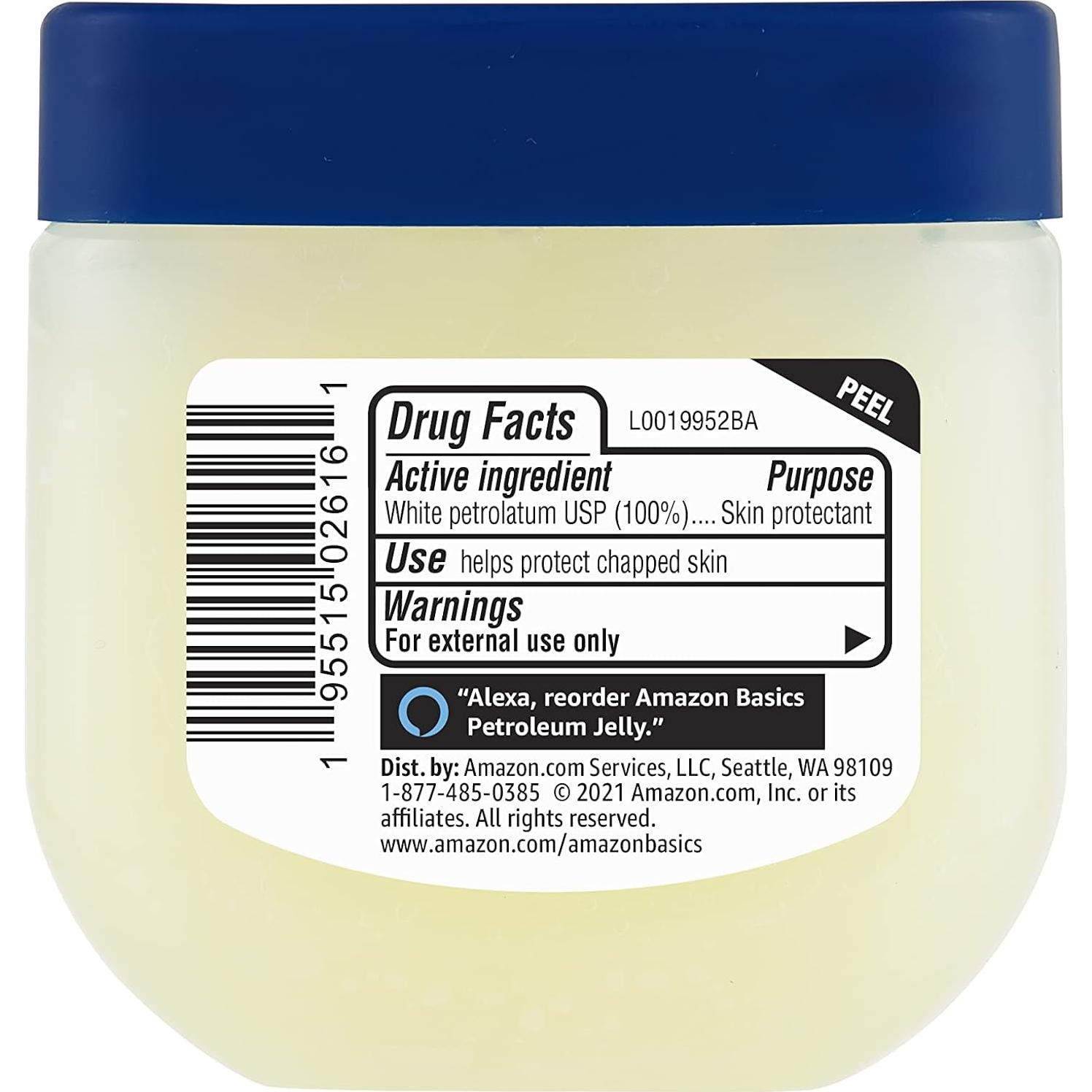 Amazon Basics Petroleum Jelly White Petrolatum Skin Protectant, Unscented, 3.75 oz, 1-Pack, (Previously Solimo)