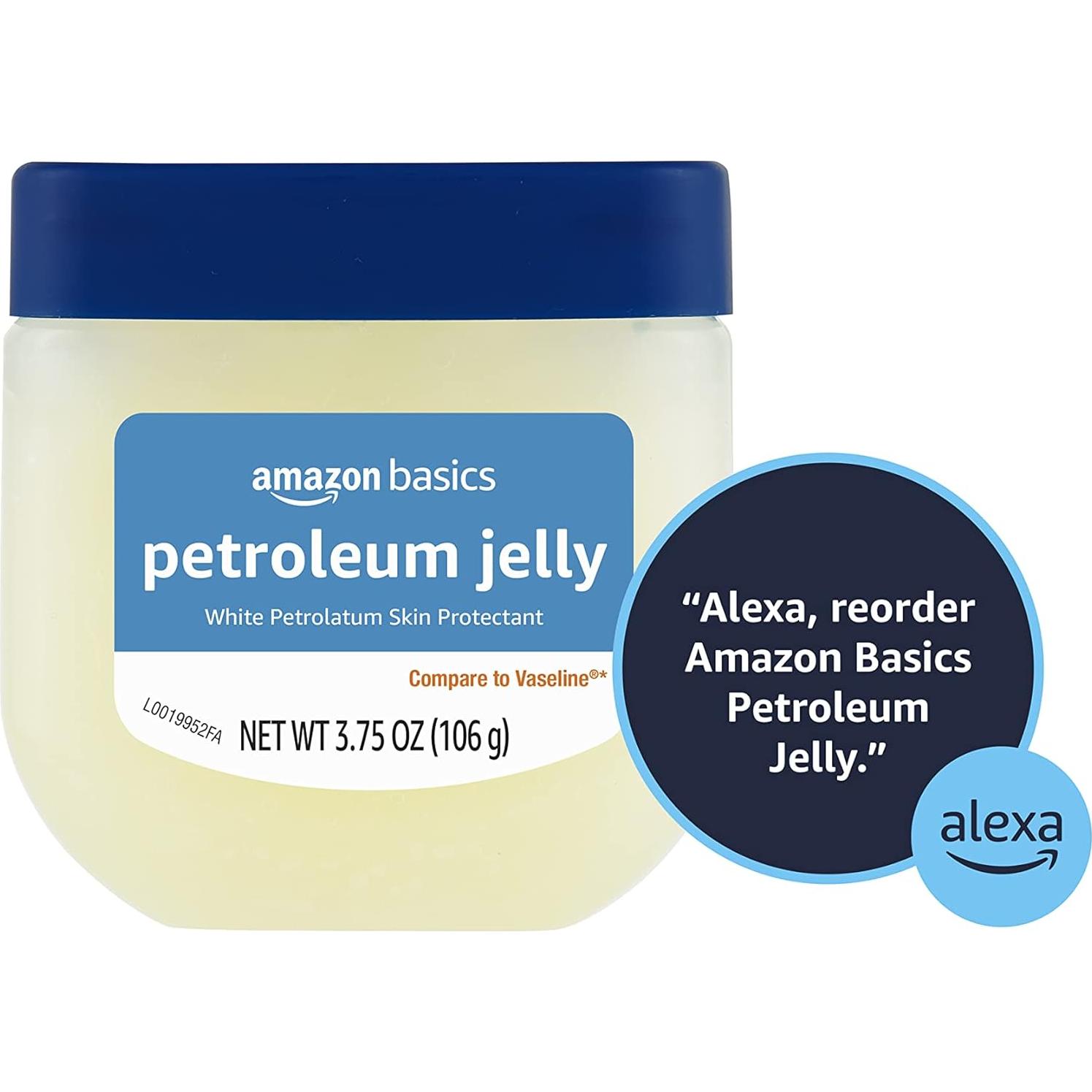 Amazon Basics Petroleum Jelly White Petrolatum Skin Protectant, Unscented, 3.75 oz, 1-Pack, (Previously Solimo)