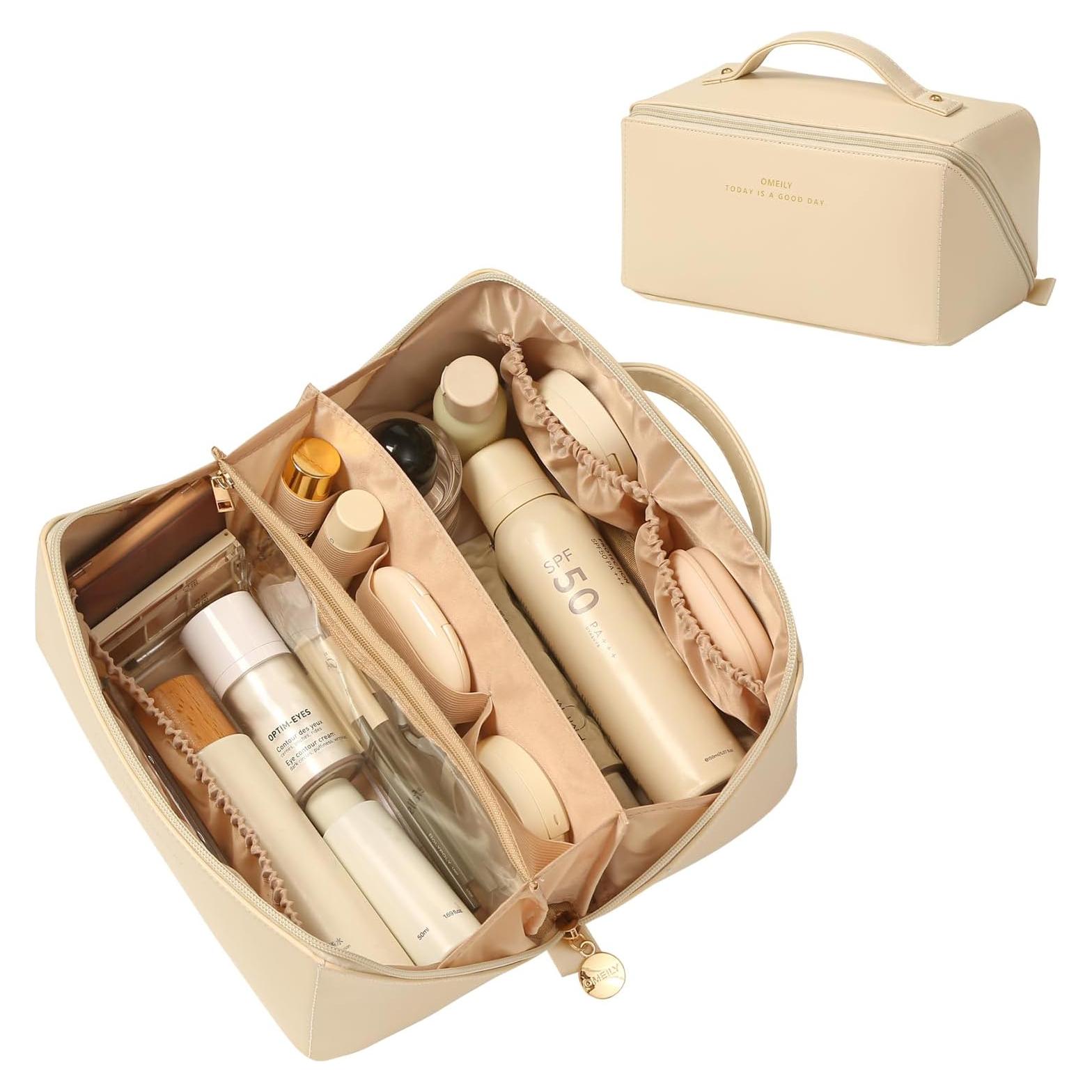 Organizador de Maquillaje de Viaje Omeily Beige 24.1x13.2x13.2 cm