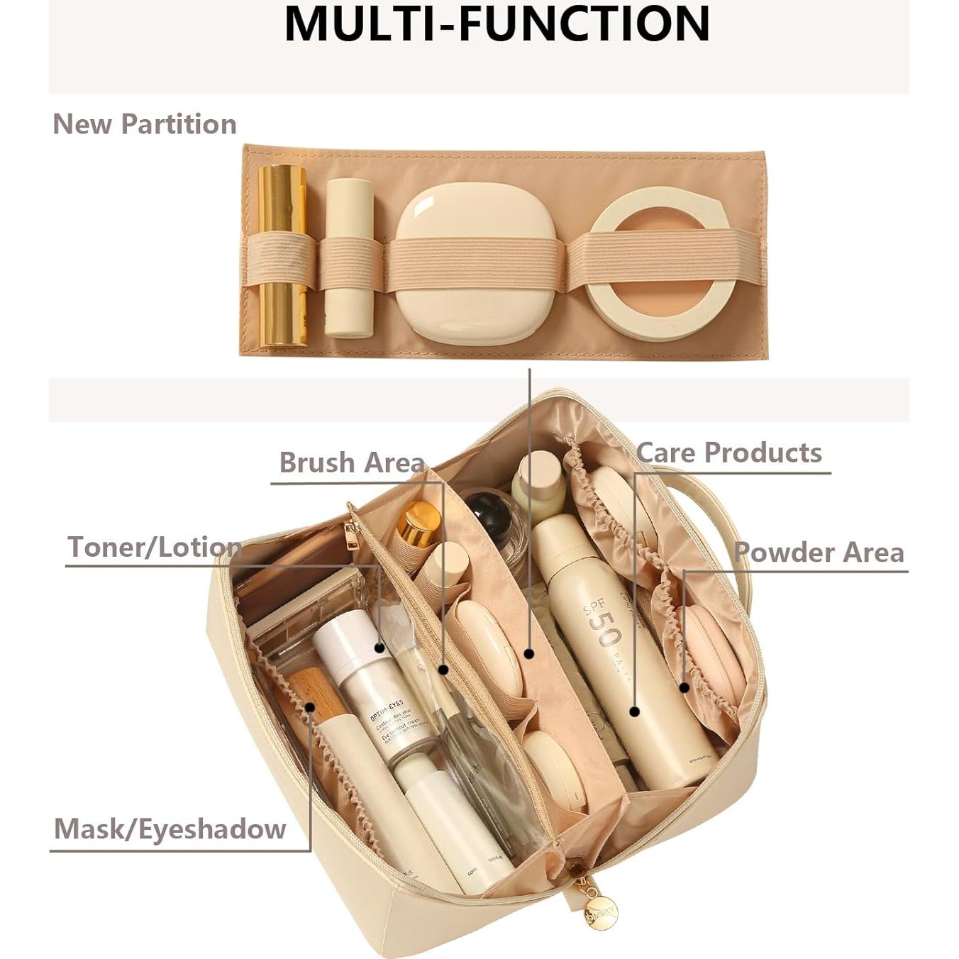 Organizador de Maquillaje de Viaje Omeily Beige 24.1x13.2x13.2 cm