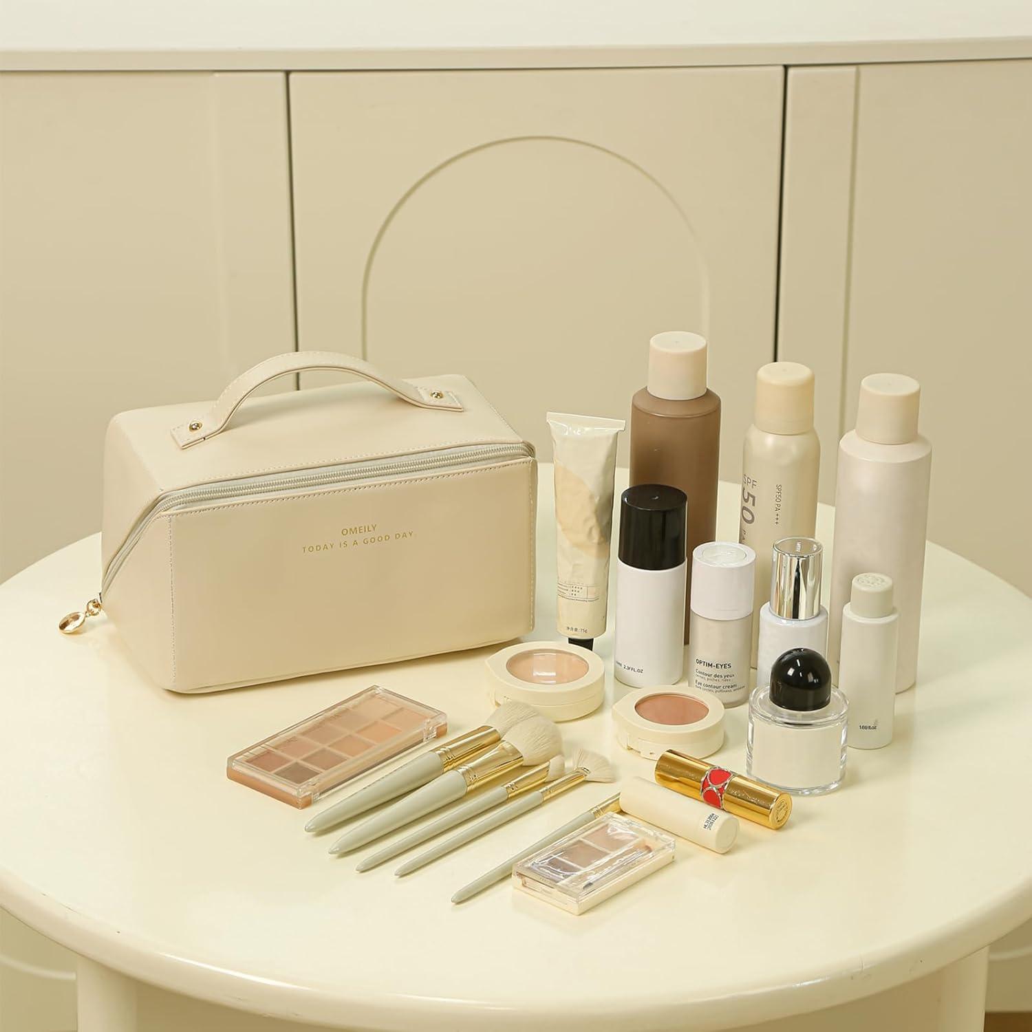 Organizador de Maquillaje de Viaje Omeily Beige 24.1x13.2x13.2 cm