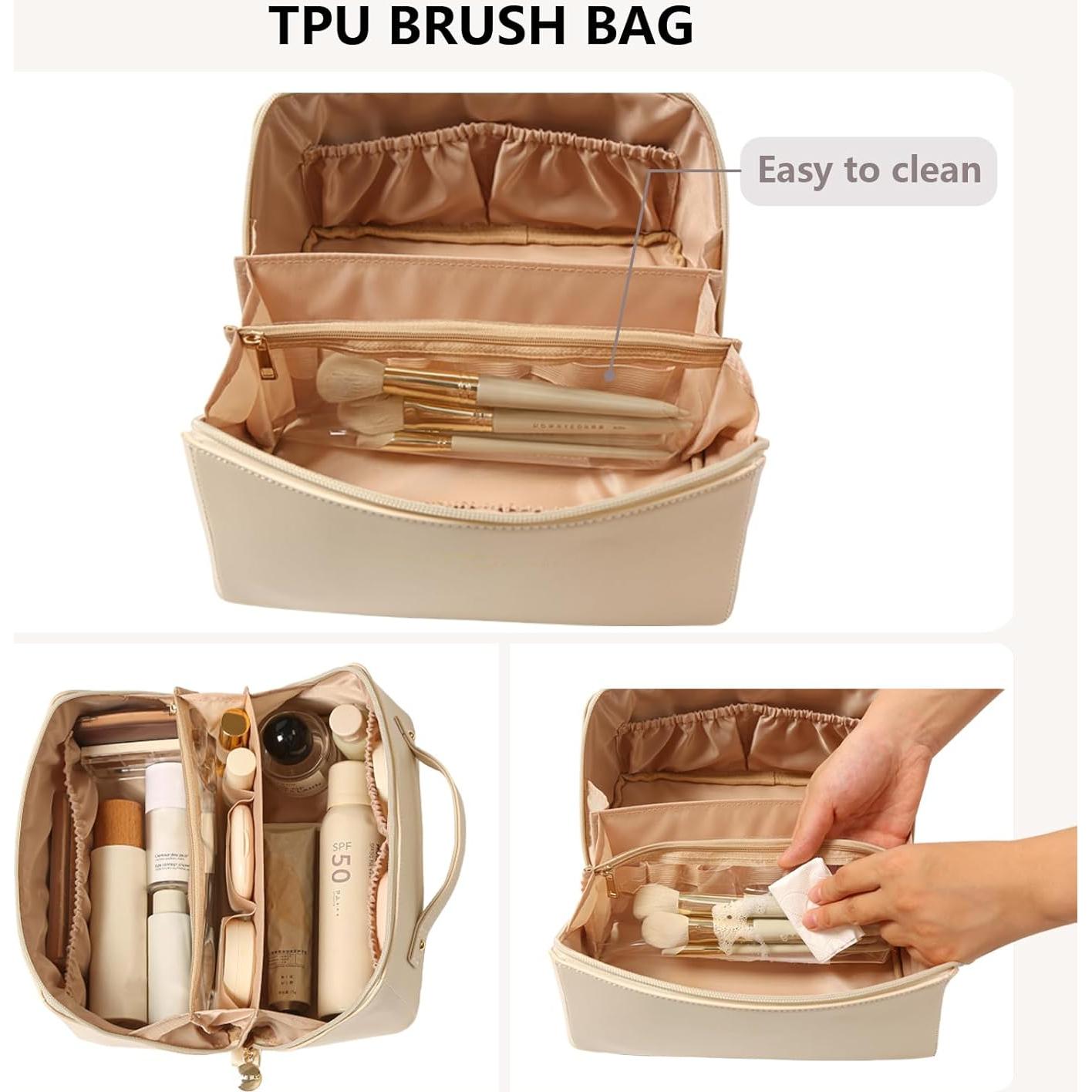 Organizador de Maquillaje de Viaje Omeily Beige 24.1x13.2x13.2 cm