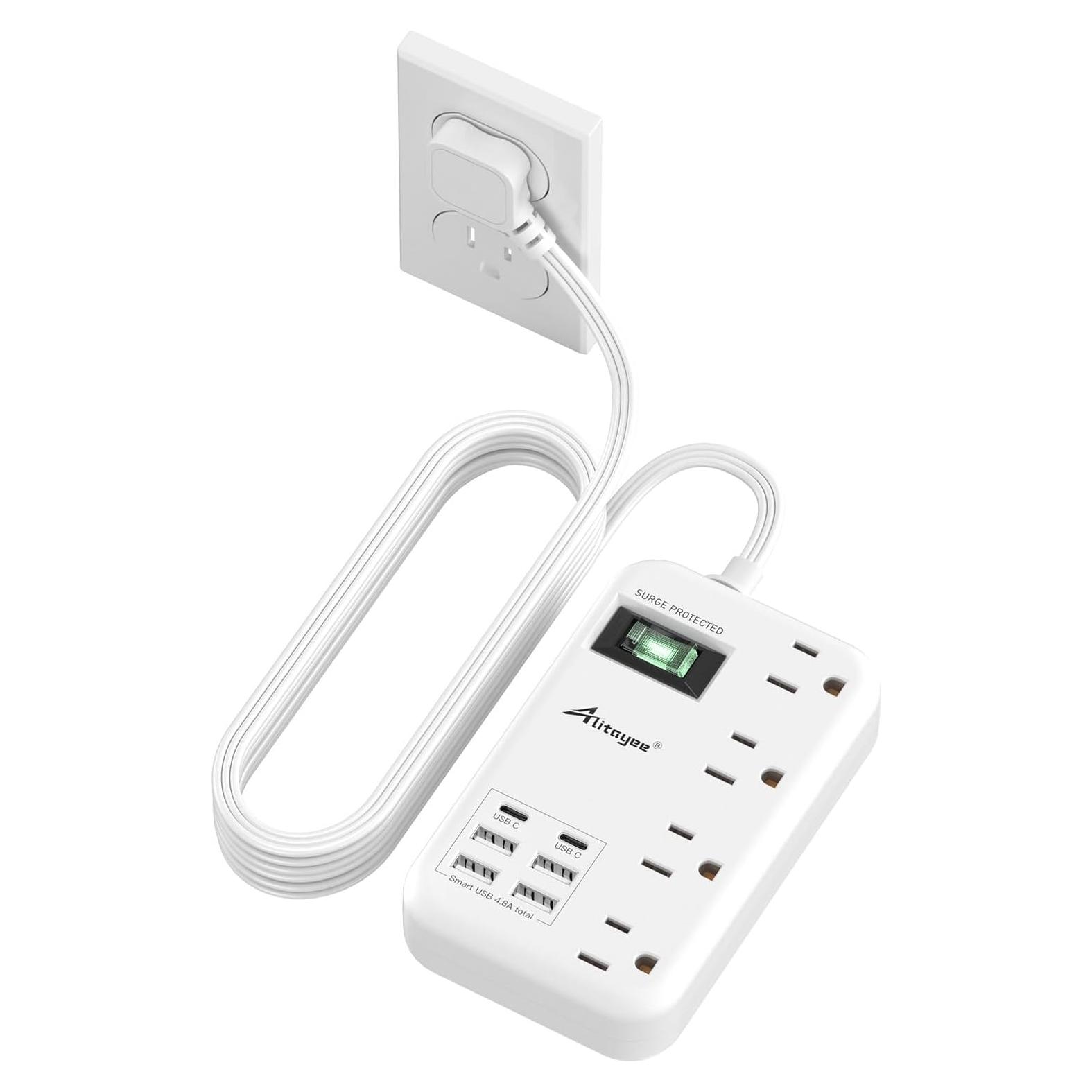 Toma de Corriente de Viaje Alitayee 6 USB 24W 1.83m