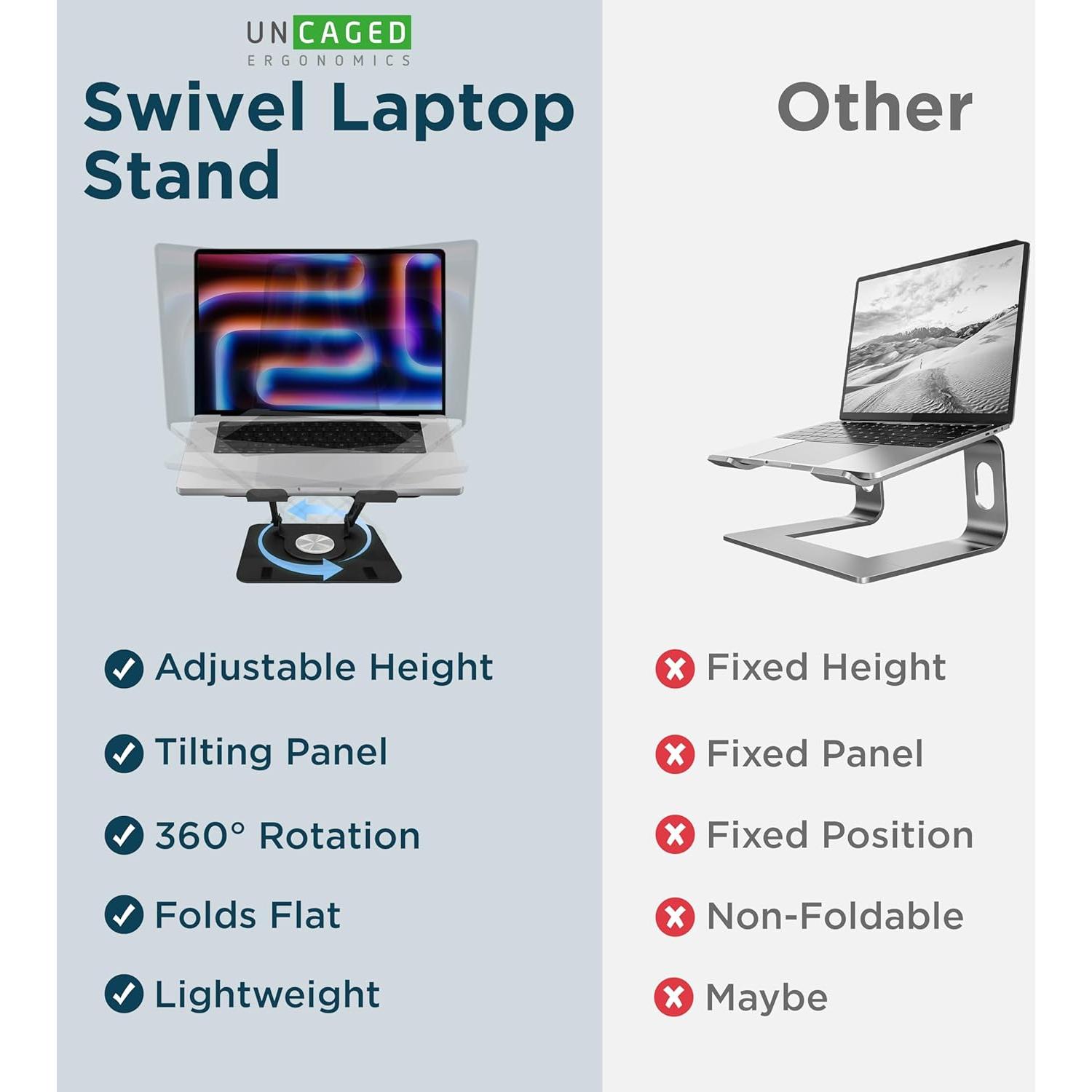 Soporte de Laptop Giratorio Ergonomico Uncaged Negro 360°