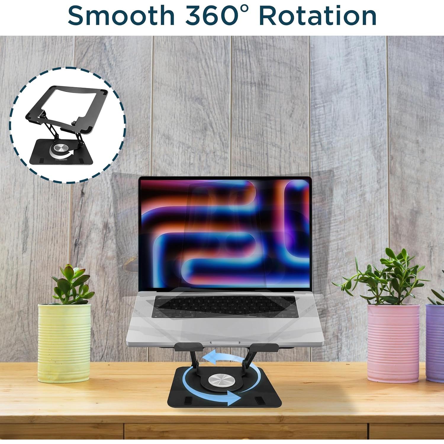 Soporte de Laptop Giratorio Ergonomico Uncaged Negro 360°