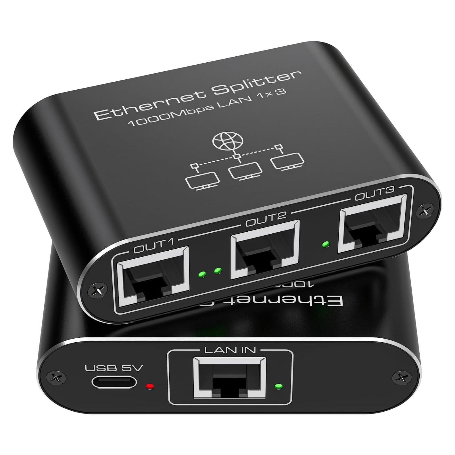 Divisor Ethernet 1 a 3 PVBCTCSID 1000Mbps Plug and Play