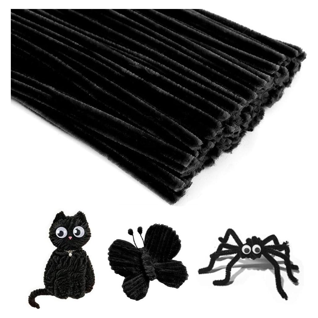 100 Limpiapipas Chenille Negros 30.48 cm para Manualidades