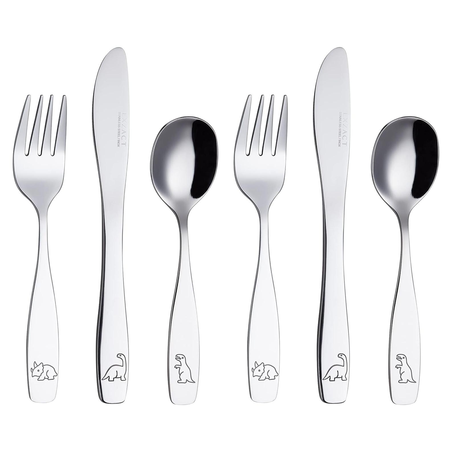 Exzact Juego de Cubiertos para Niños 6 Piezas Acero Inoxidable