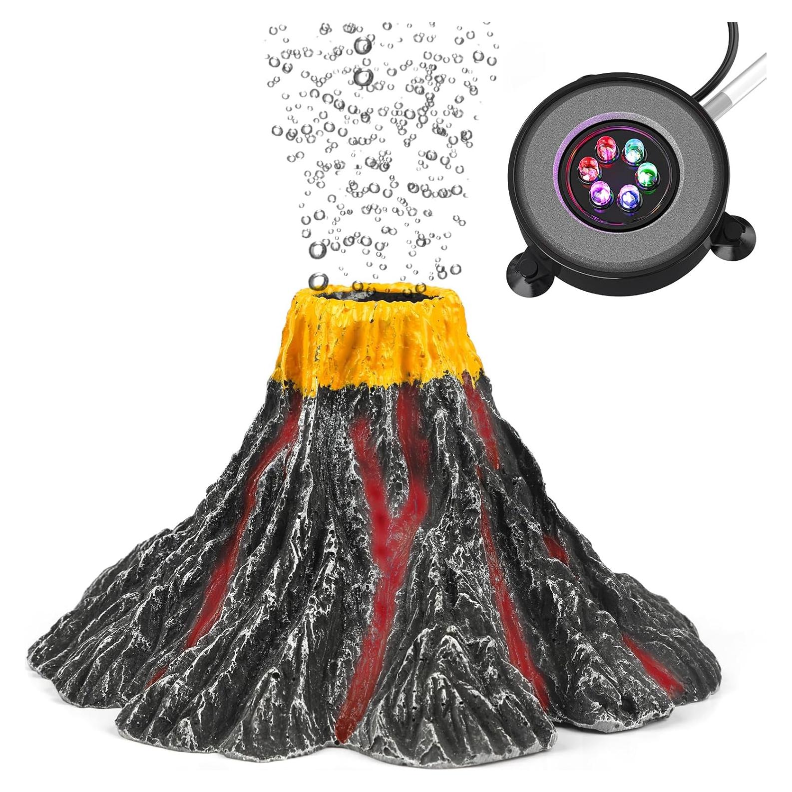 Kit Decorativo Volcán Acuario Uniclife con Luz LED y Burbujeador