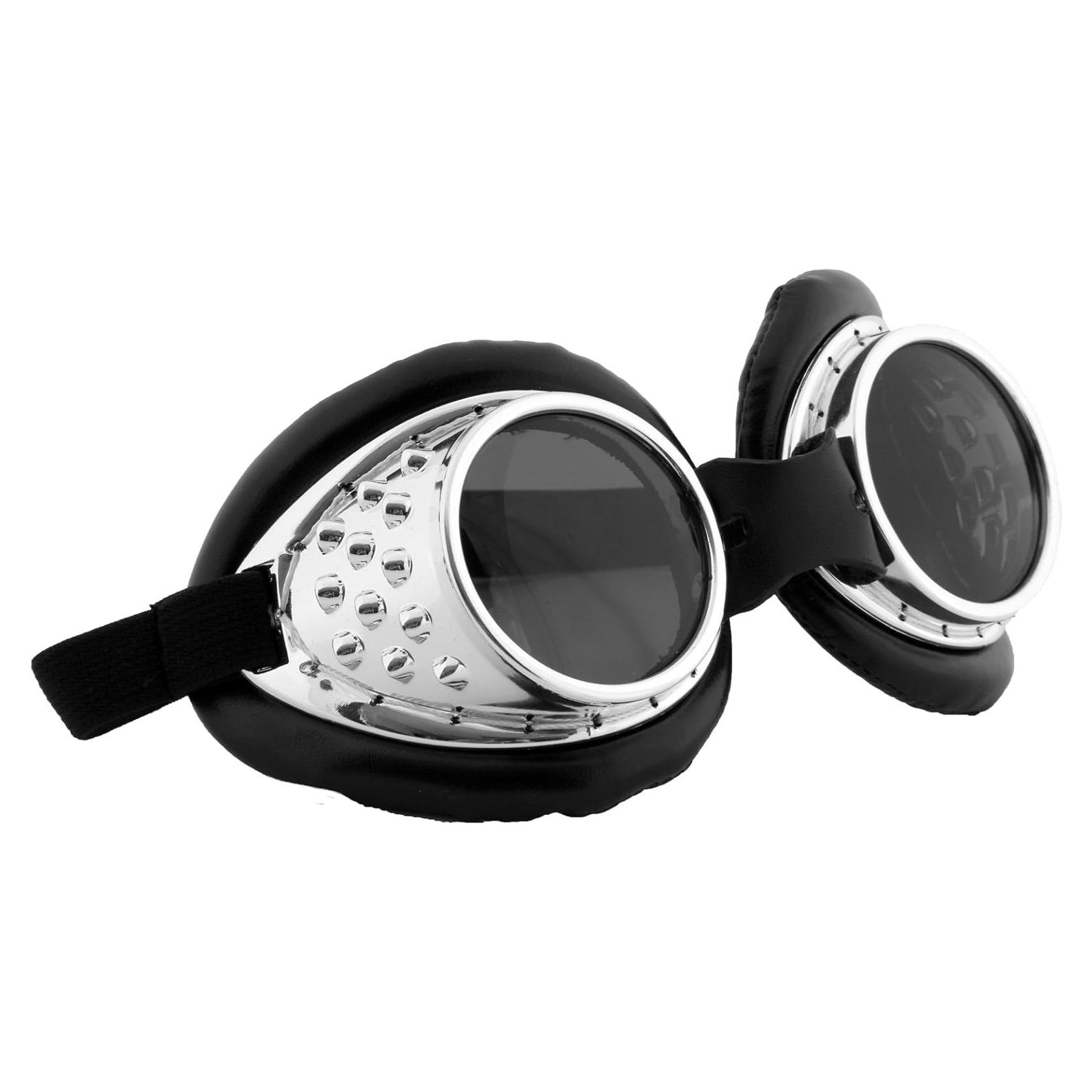 Gafas de Aviador Radiactivas Steampunk elope Plateadas y Negras