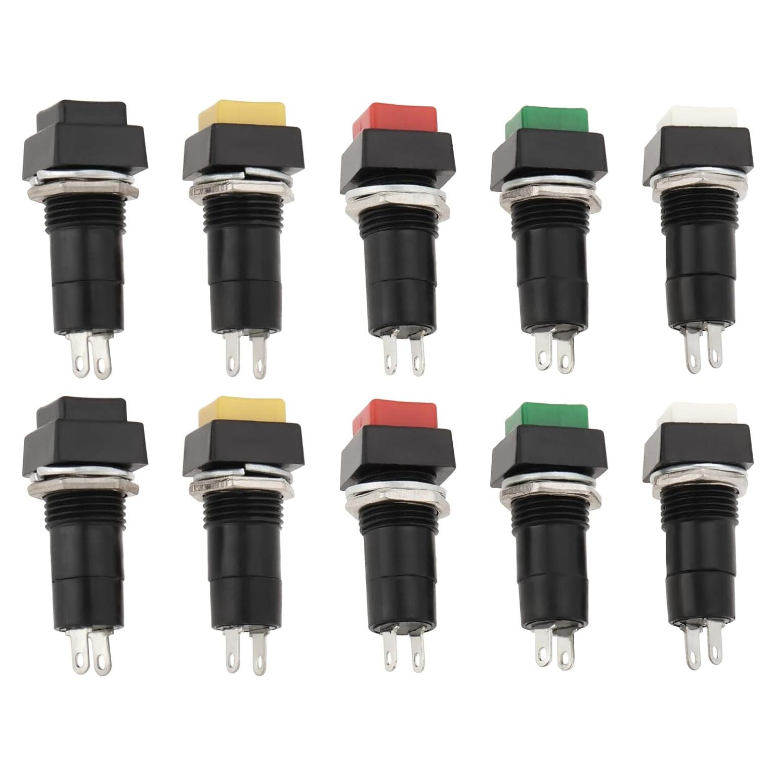 10 Interruptores Latching 12mm YINETTECH SPST 250V 3A