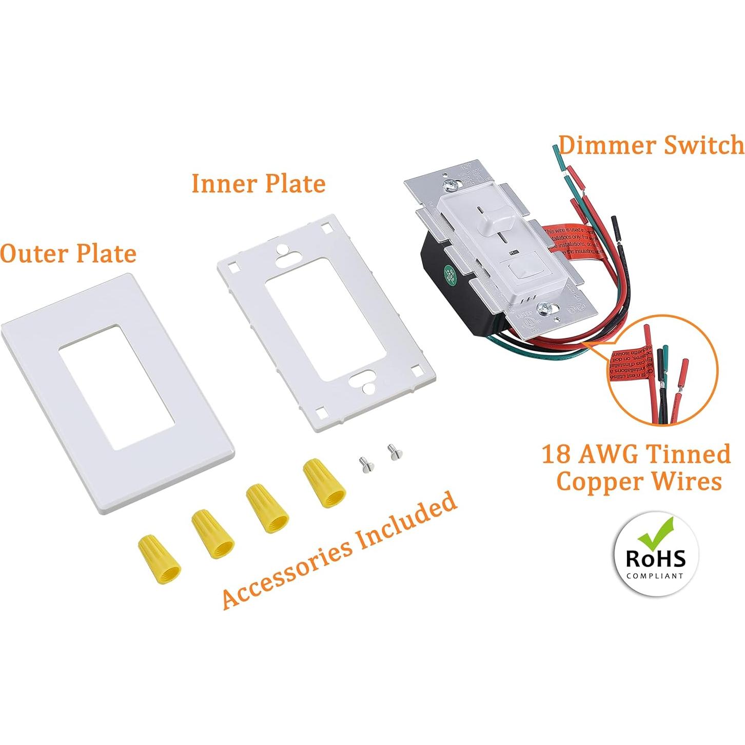 Interruptor Regulador de Pared Cloudy Bay 600W LED Incandescente