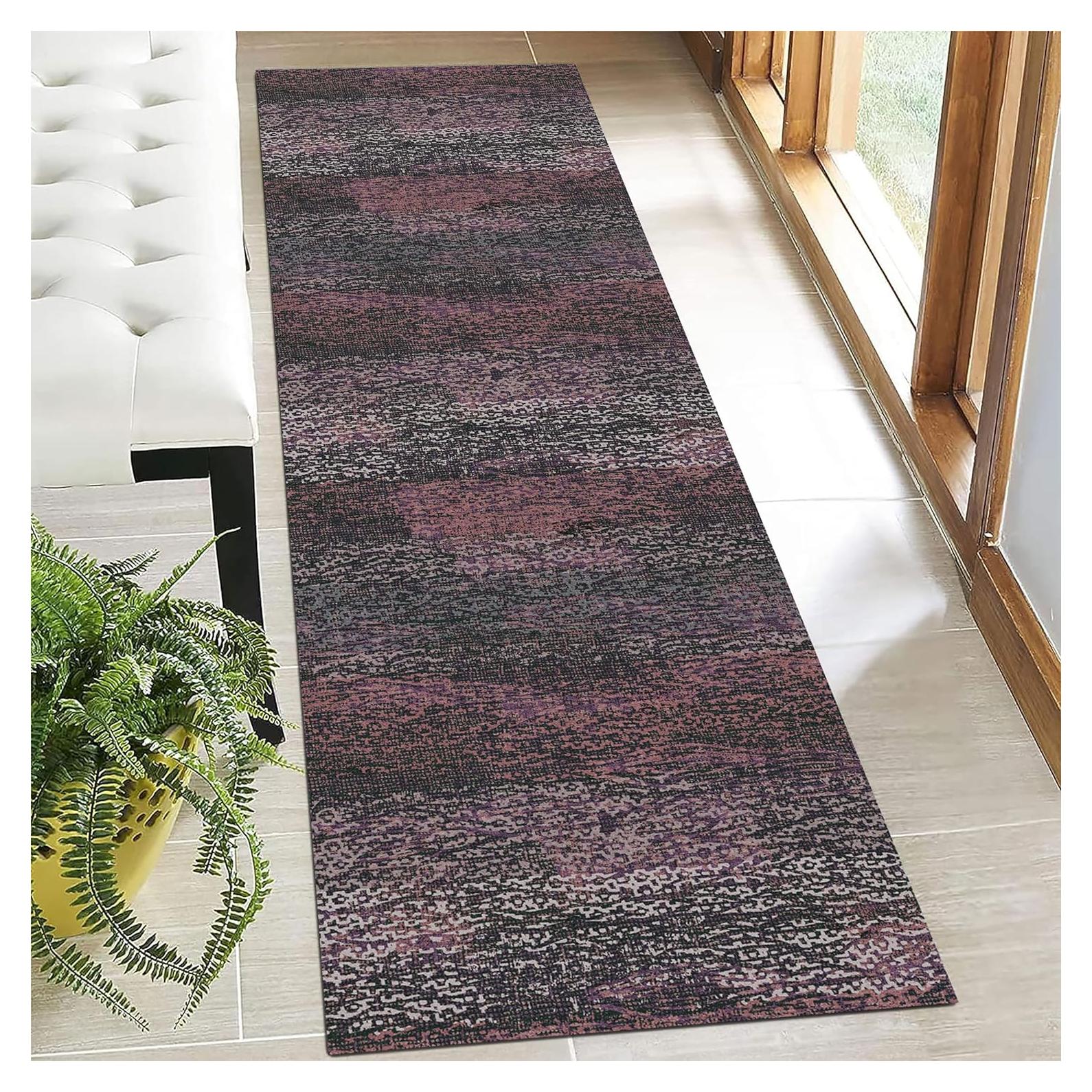 Alfombra de área lavable RUGSURE 0.76x2.44m Borgoña