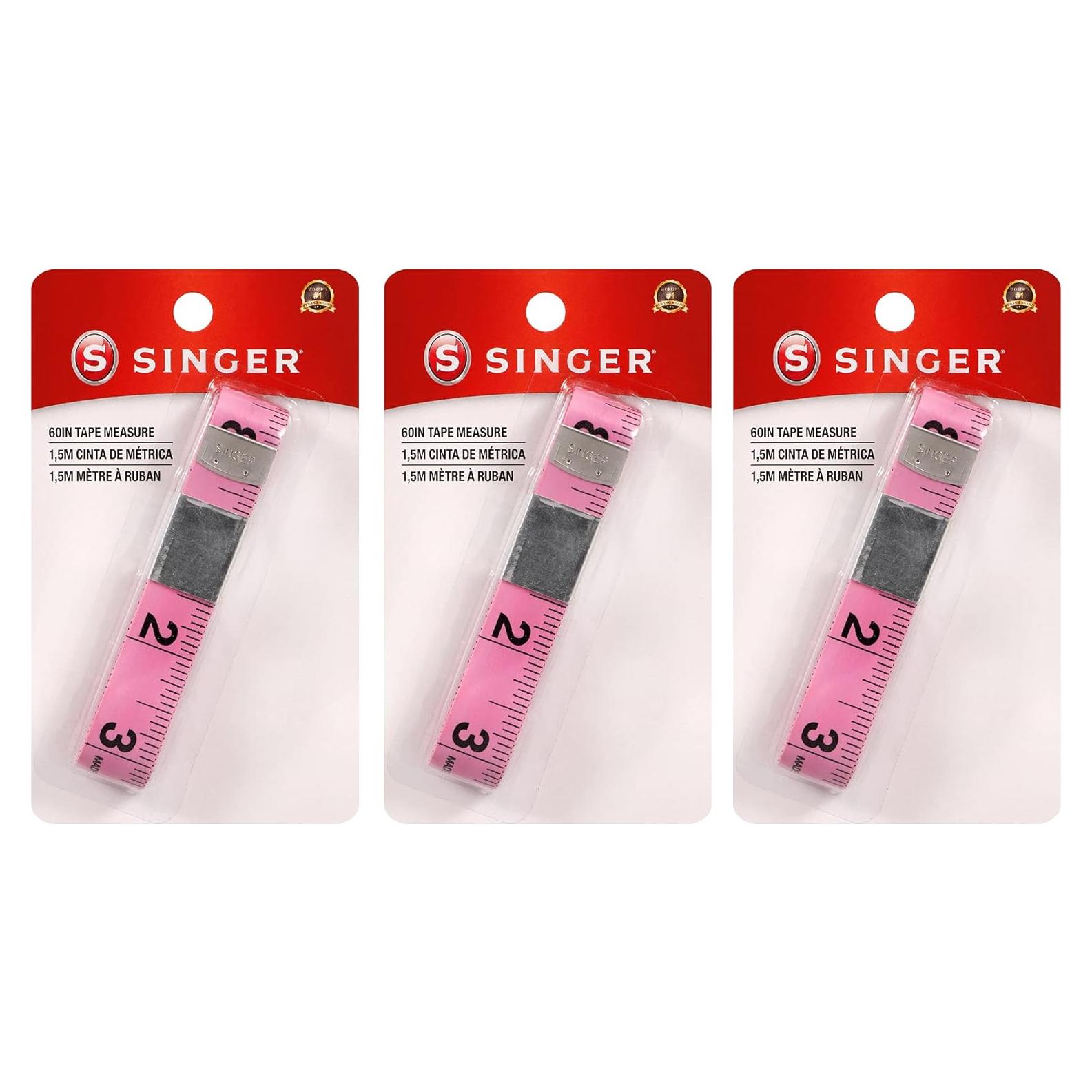 Cinta Métrica SINGER Rosa 3-Pack 1.52m Doble Cara