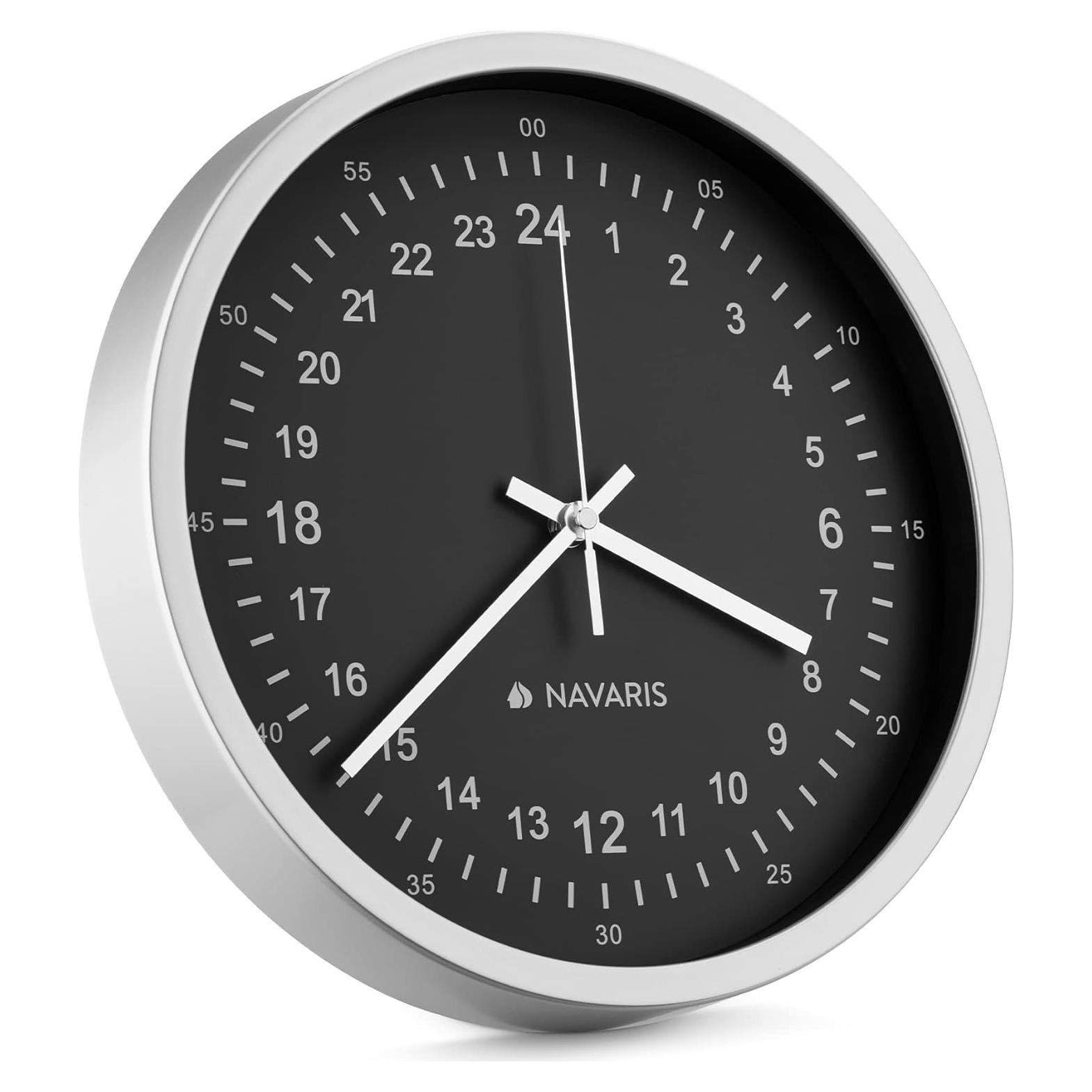 Reloj de Pared Navaris 24 Horas Analógico 30 cm Silencioso