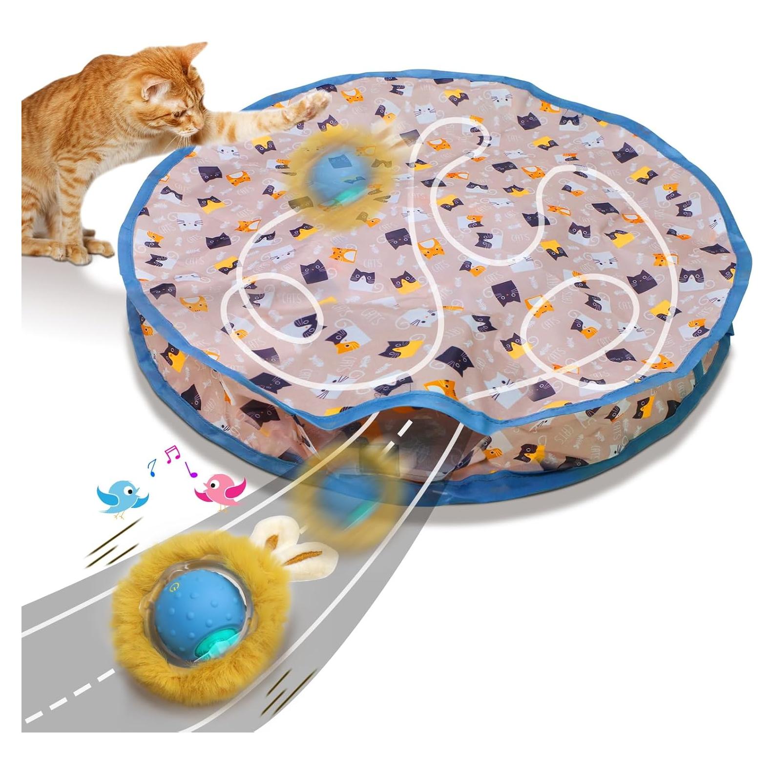 Juguete Interactivo para Gatos LEPLE L06 Bola Rodante Azul