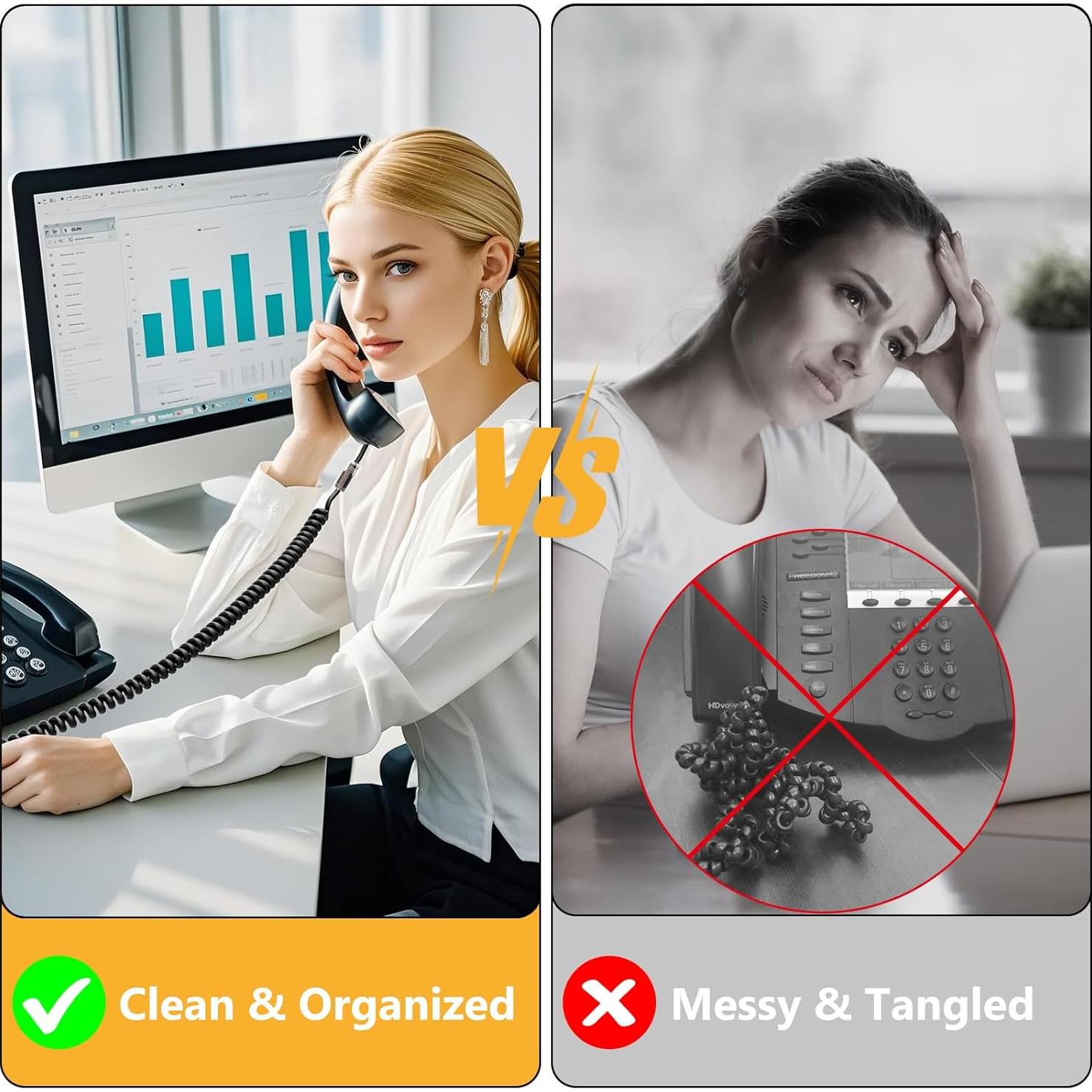 Desenredador de Cable Uvital para Teléfono Fijo - Paquete de 2