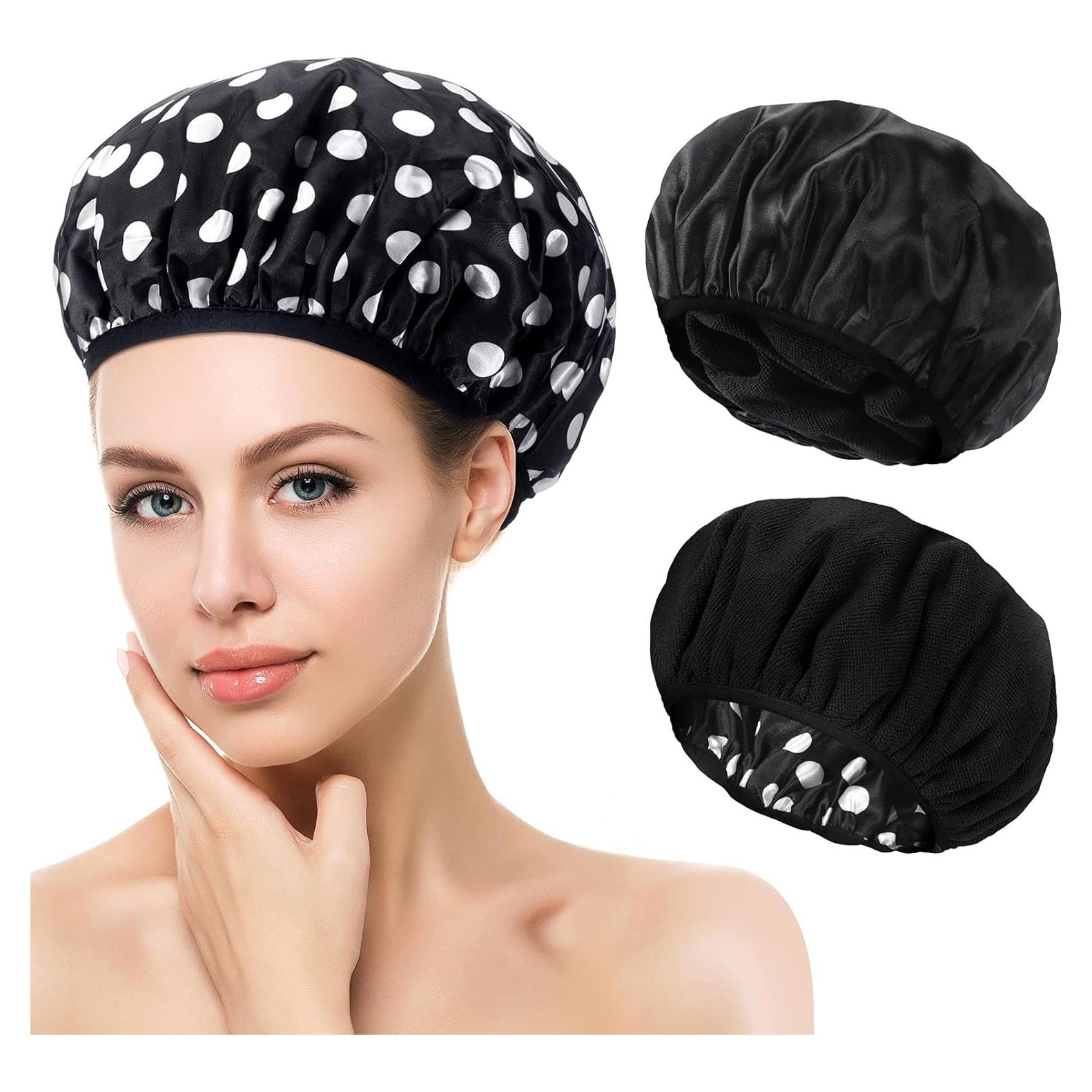Gorro de Ducha Geyoga 2 Pcs Microfibra Impermeable Patrón Bonito