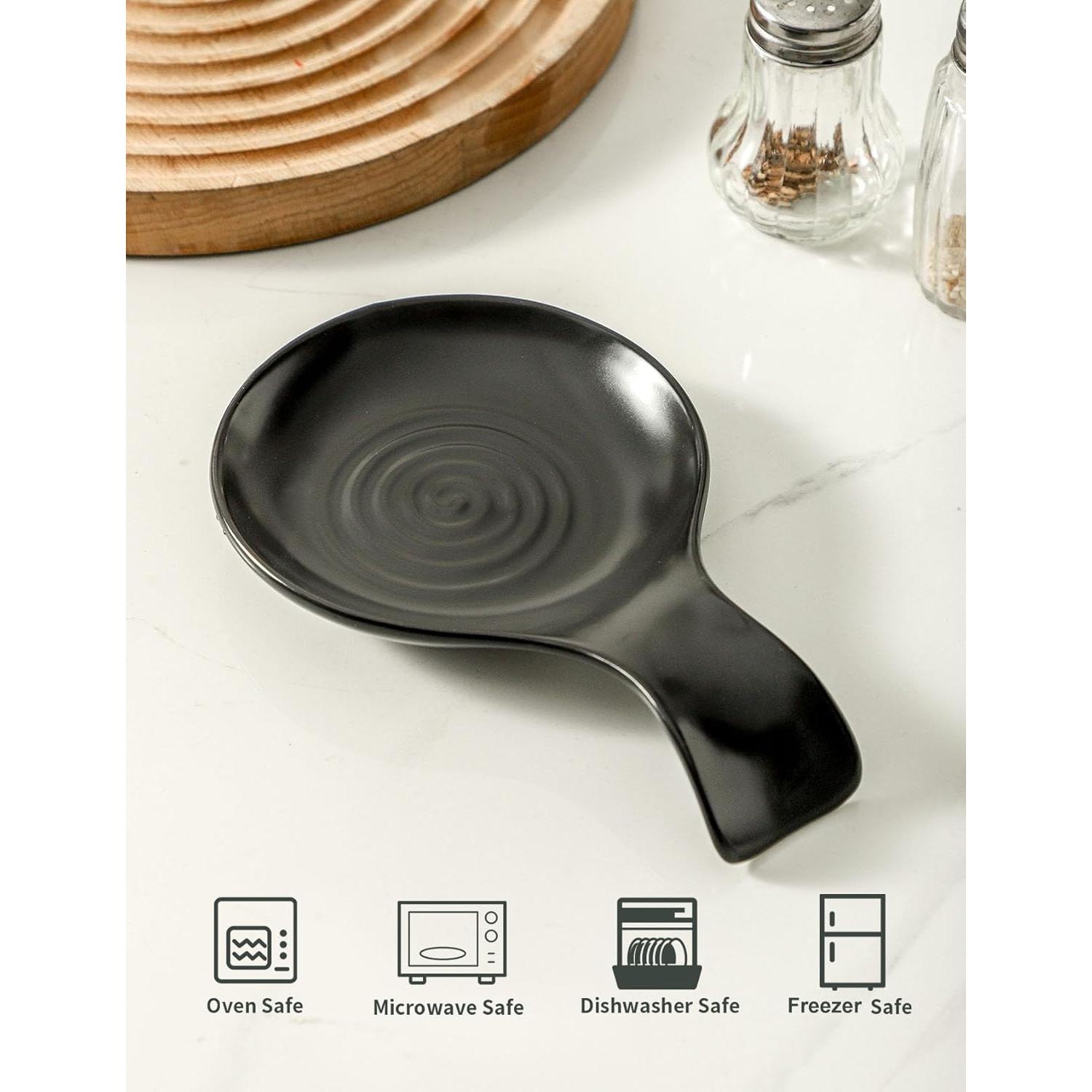 Soporte para Cucharas de Cocina Seyatoo Cerámica Negro Mate