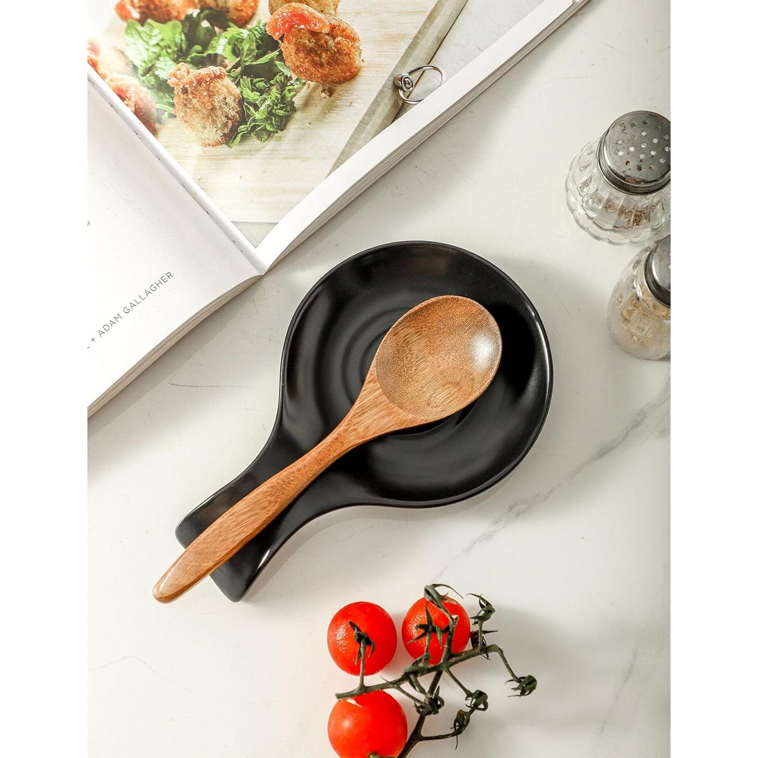Soporte para Cucharas de Cocina Seyatoo Cerámica Negro Mate
