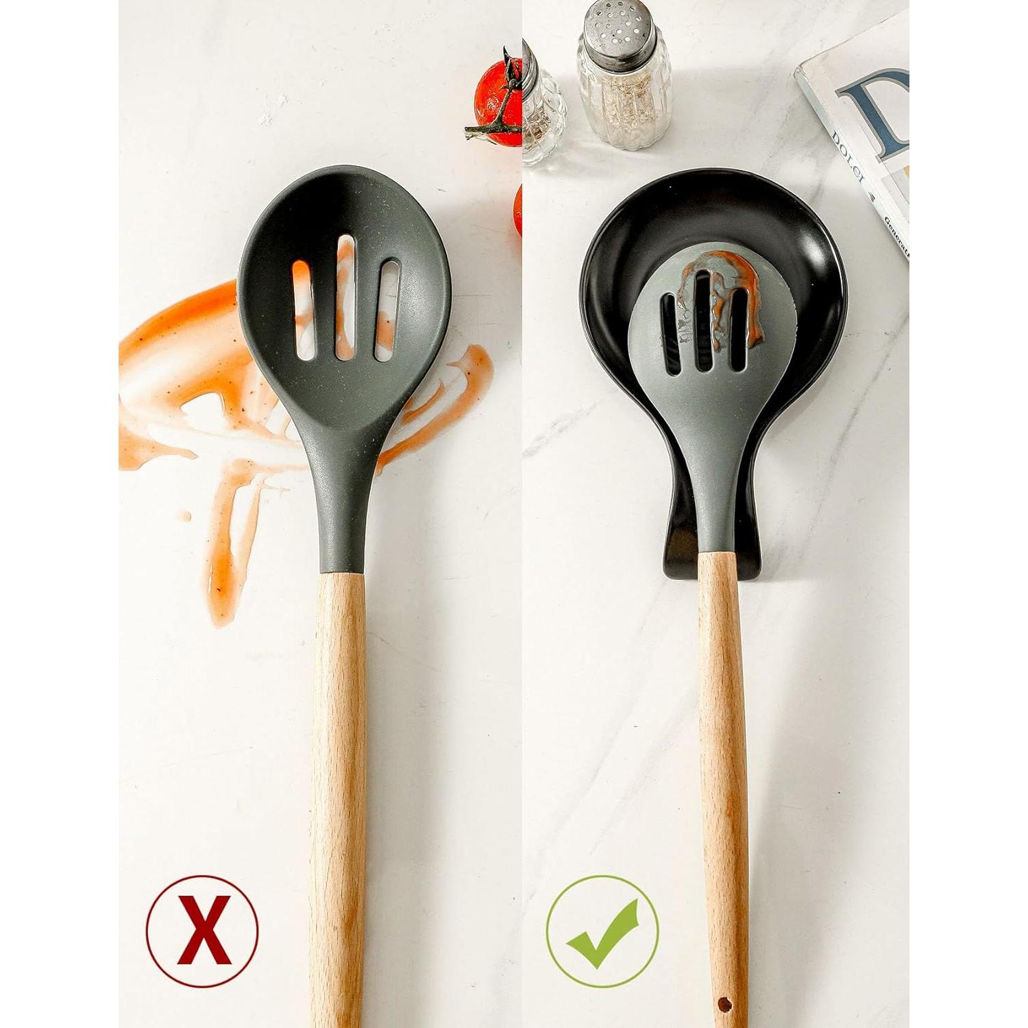 Soporte para Cucharas de Cocina Seyatoo Cerámica Negro Mate