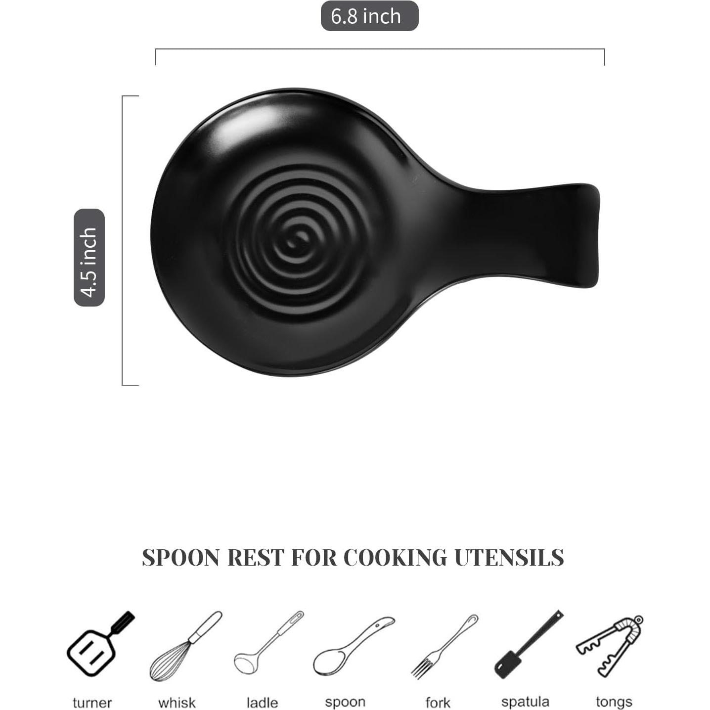 Soporte para Cucharas de Cocina Seyatoo Cerámica Negro Mate