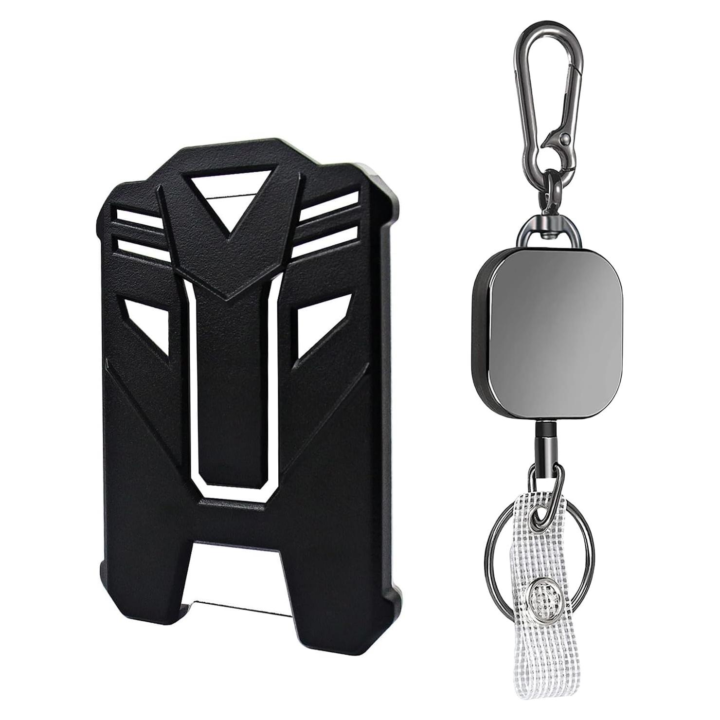 Portatarjetas Retráctil VIQWYIC con Llavero y Carabiner Metal