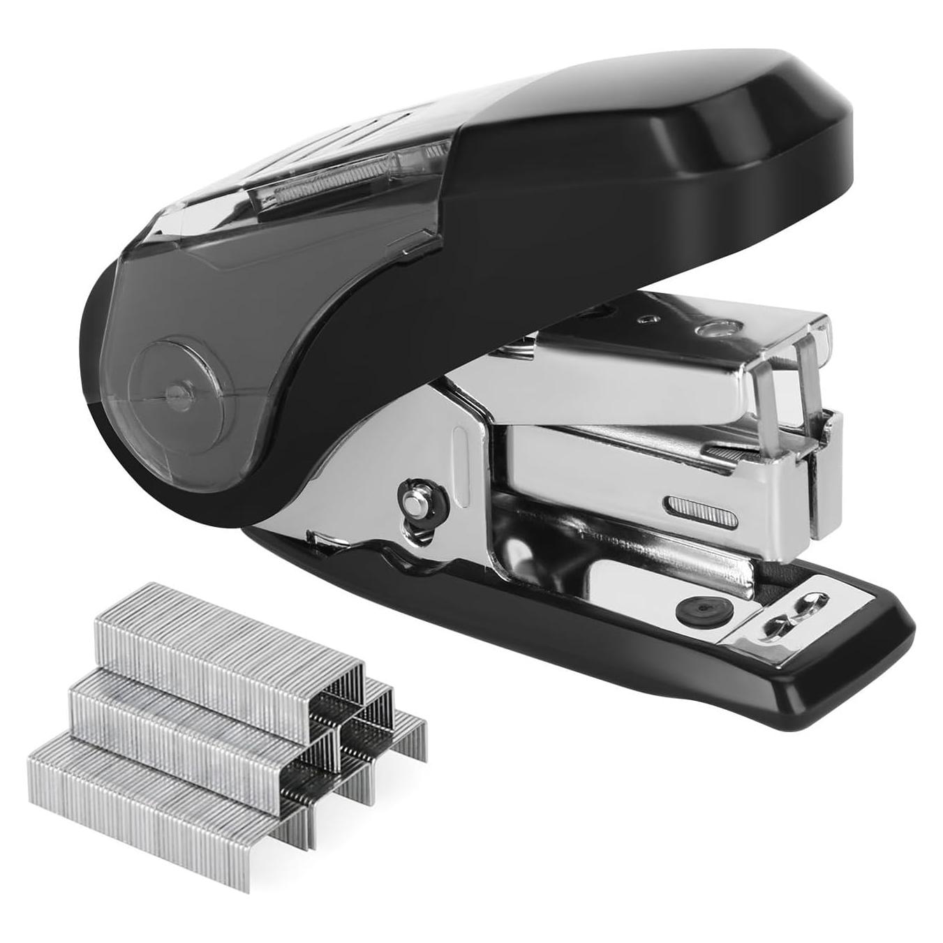 Grapadora Mini Eagle Negra, 20 Hojas, 1000 Grapas, Esfuerzo Reducido