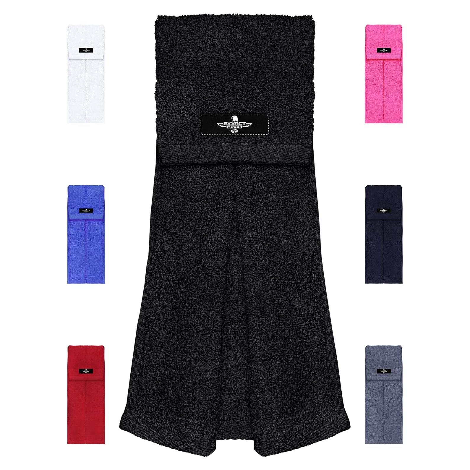 Toalla de Fútbol Exxact Sports Negra con Gancho y Bucle 50.8x10.16cm