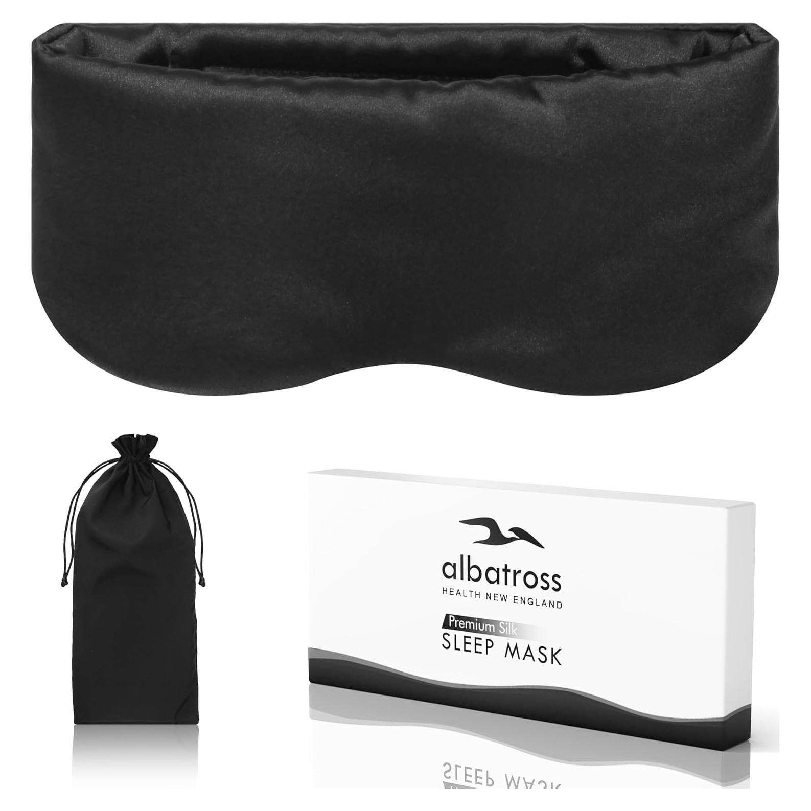 Máscara de Sueño de Seda Negra Albatross - Cobertura Total