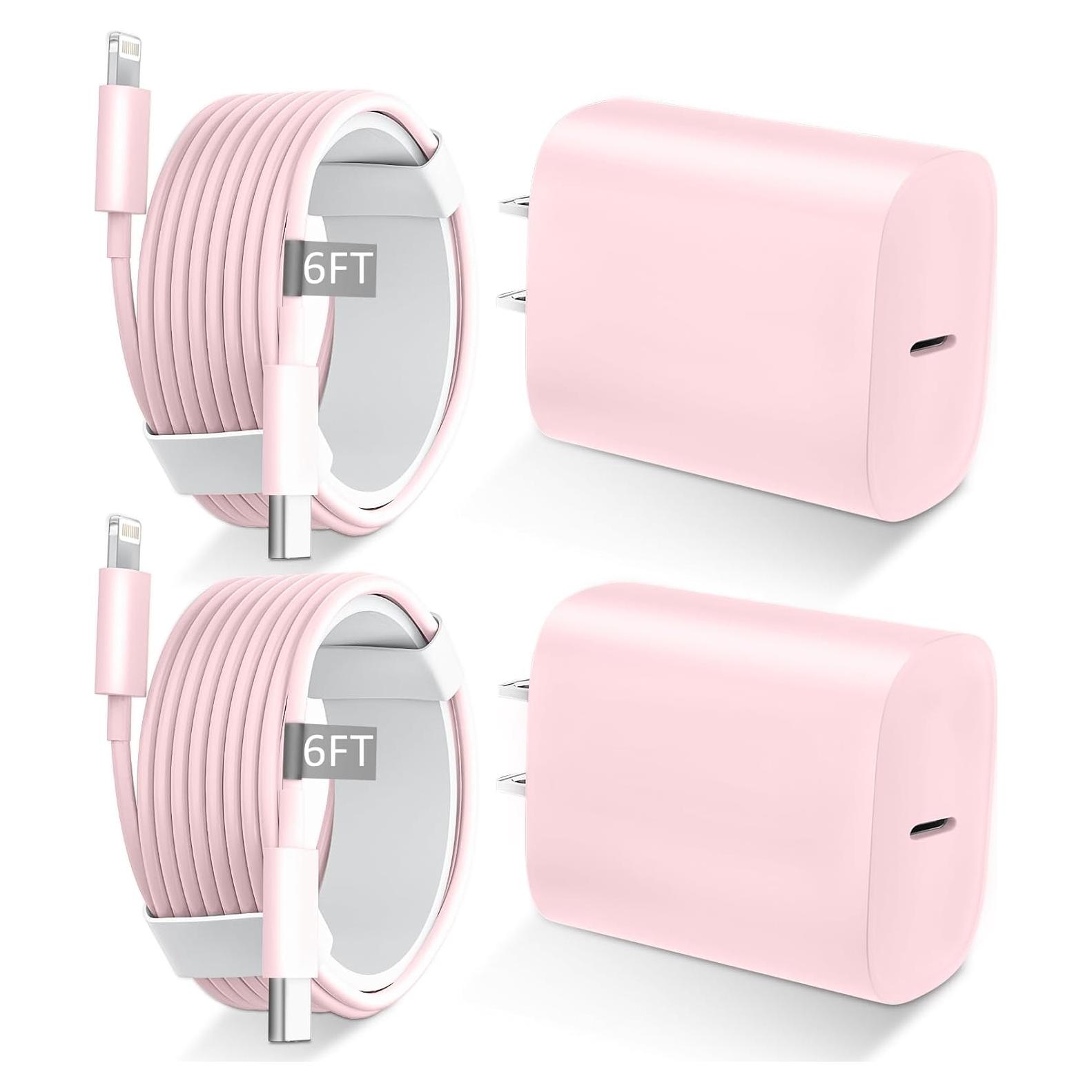 Cargador Rápido DiHines 20W USB C + Cable Lightning 1.83m Rosa