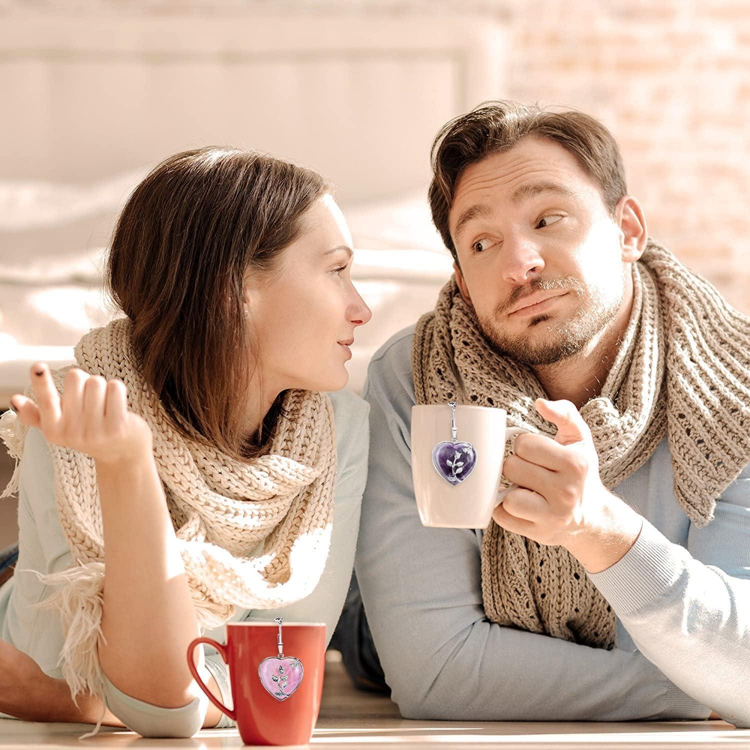 Juego de 2 Coladores de Té NSTaygate con Cristales de Amatista y Cuarzo Rosa