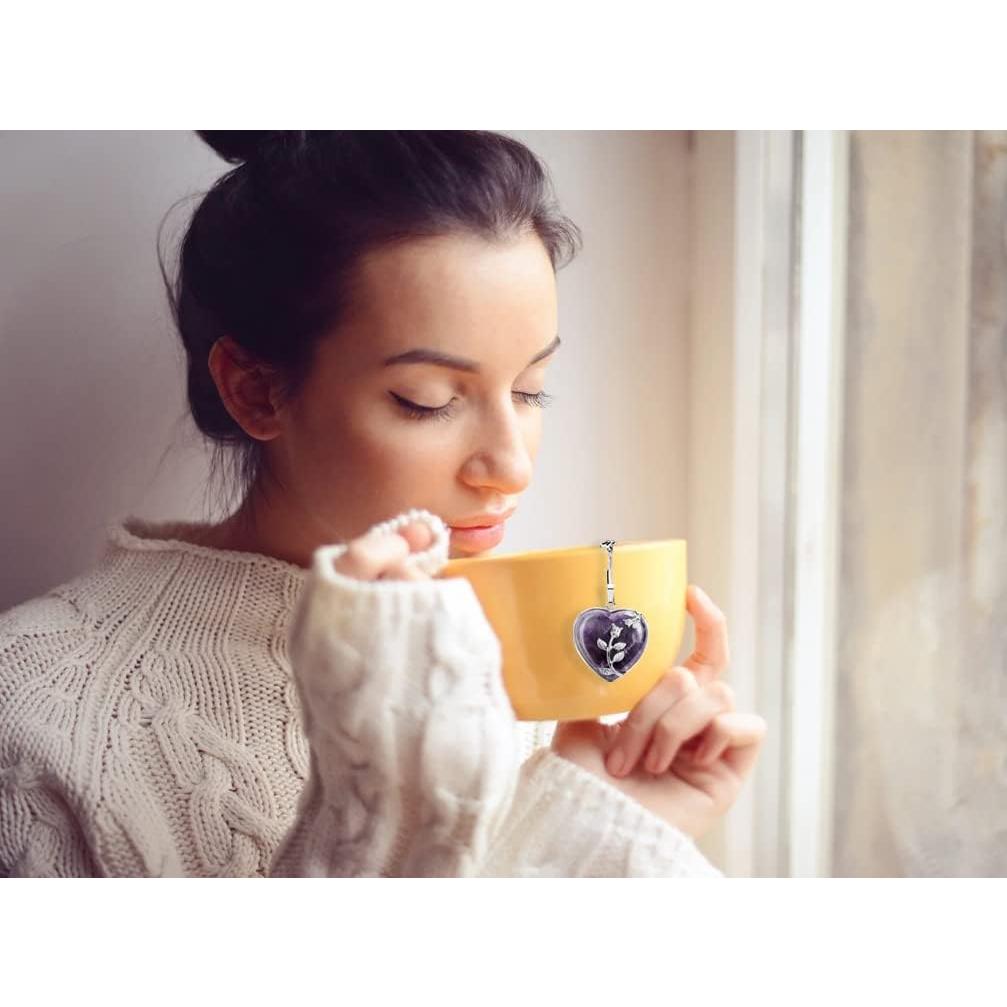 Juego de 2 Coladores de Té NSTaygate con Cristales de Amatista y Cuarzo Rosa