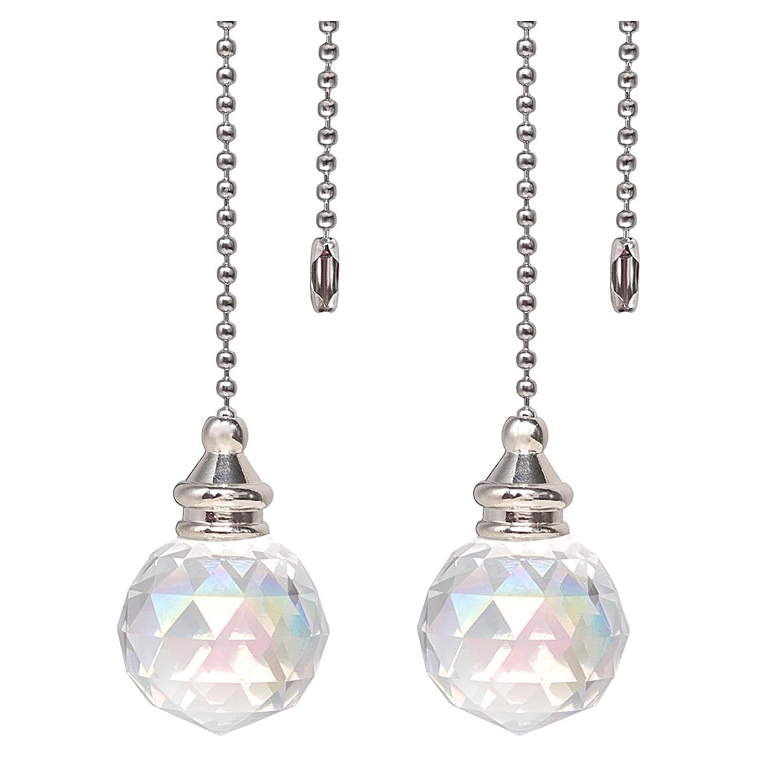 Cadenas de Tirar para Ventilador de Techo LONGSHENG 2pcs Cristal 30mm