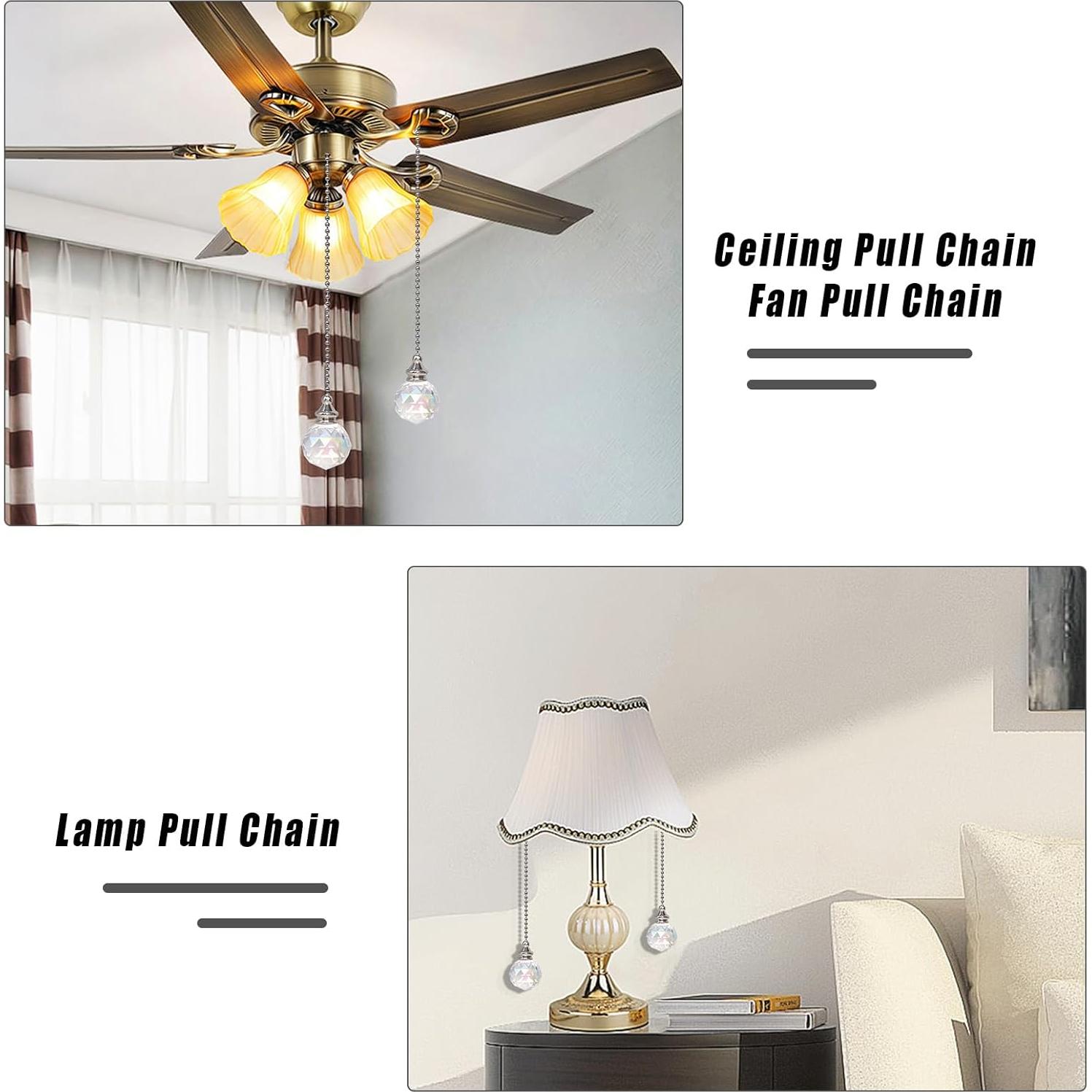 Cadenas de Tirar para Ventilador de Techo LONGSHENG 2pcs Cristal 30mm