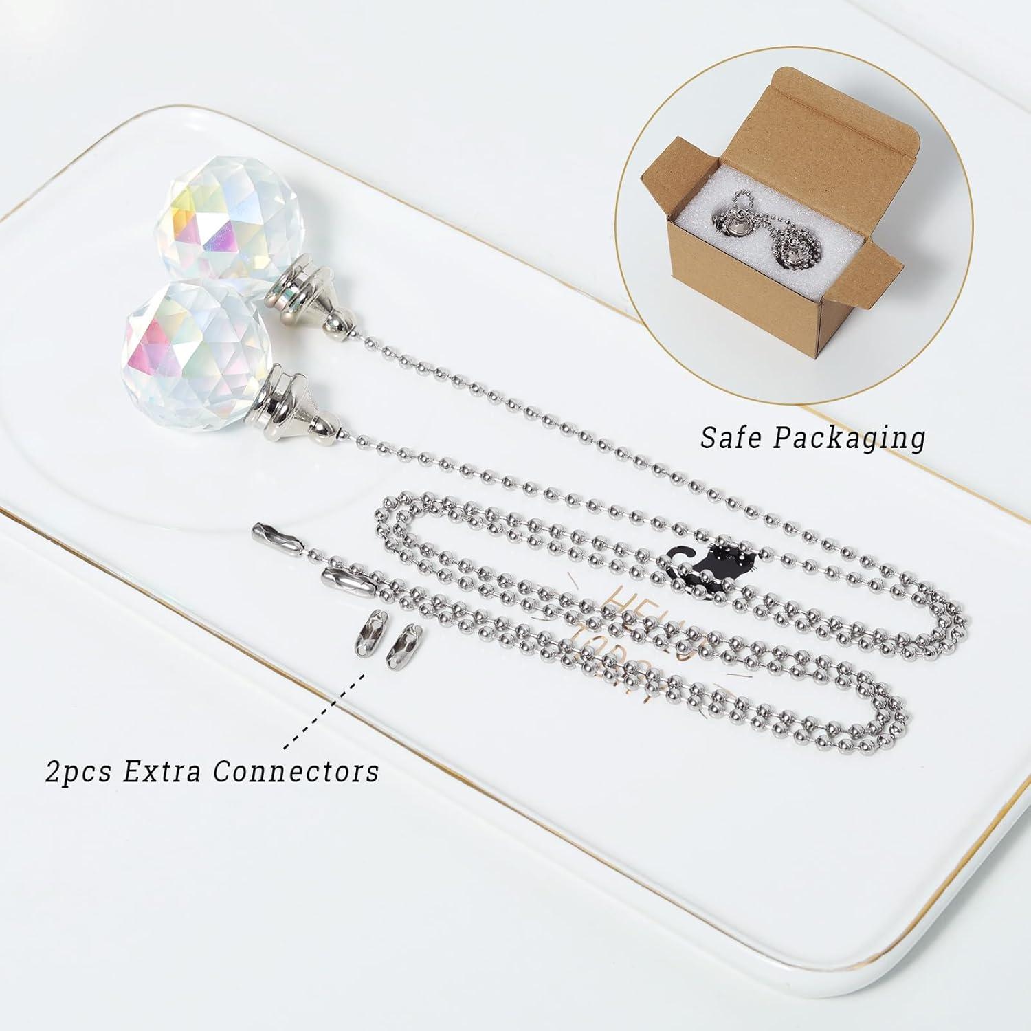 Cadenas de Tirar para Ventilador de Techo LONGSHENG 2pcs Cristal 30mm