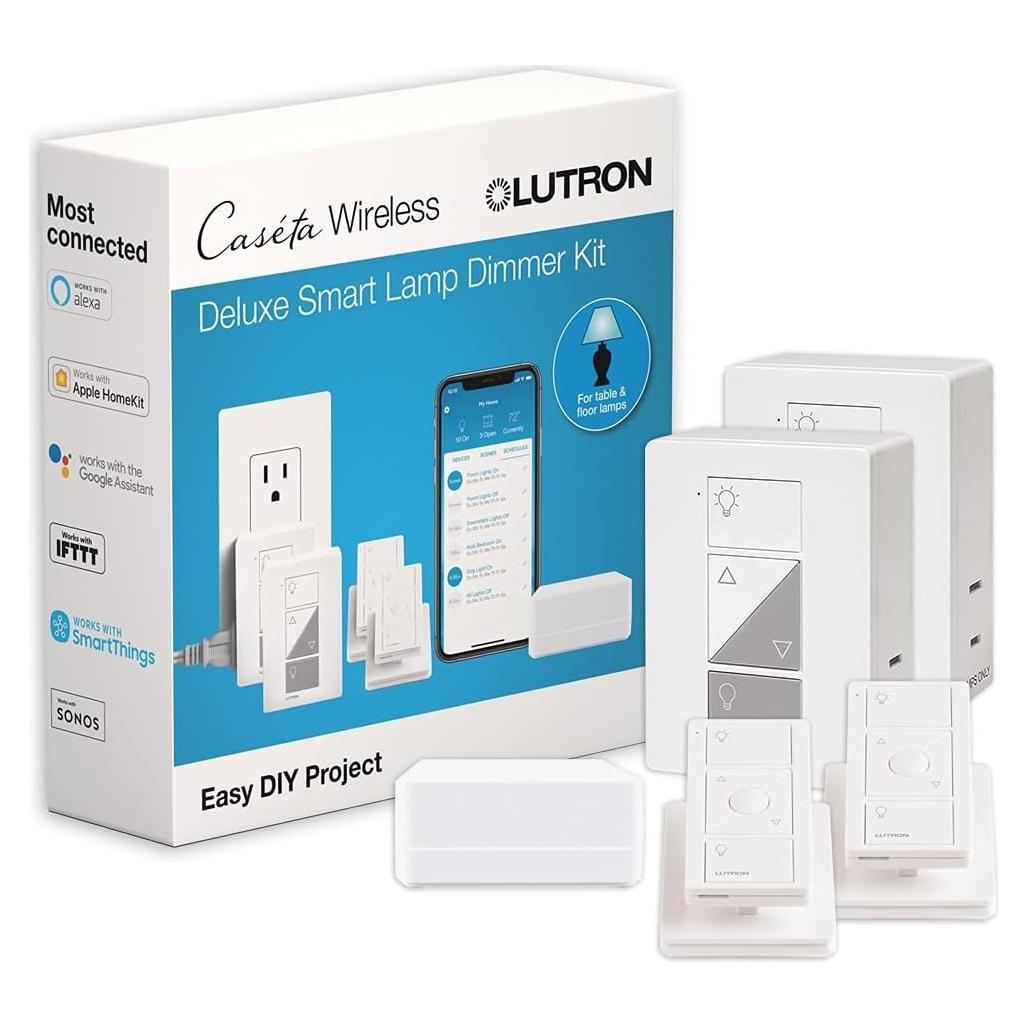 Kit de Iluminación Inteligente Lutron Caseta con Hub y 2 Reguladores