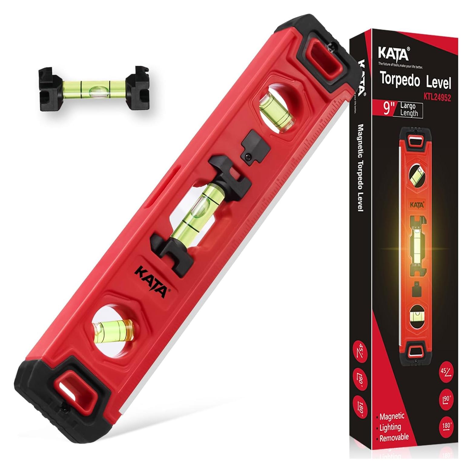 Nivel Torpedo KATA 23 cm Iluminado Magnético a Prueba de Golpes