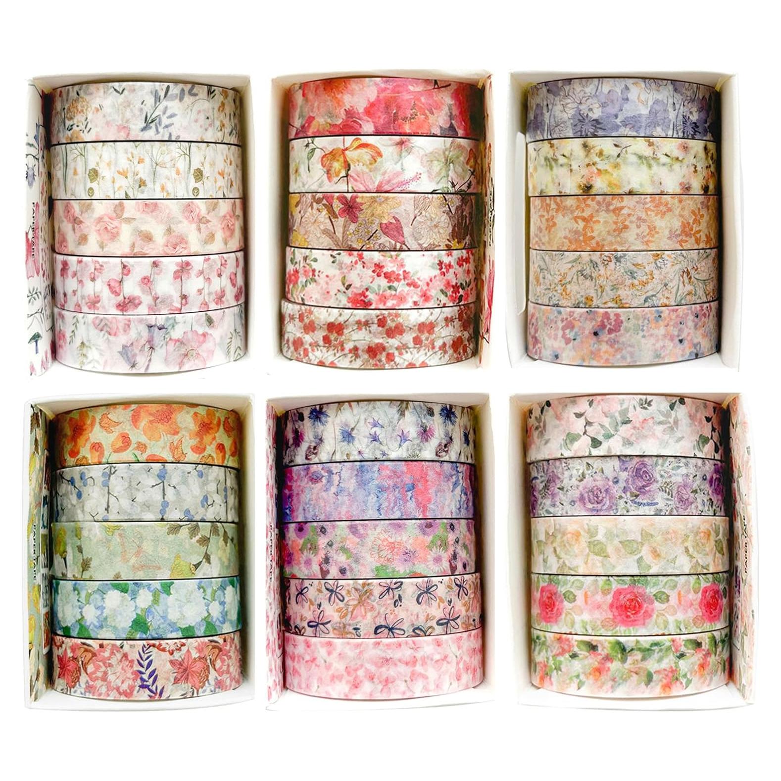 Conjunto de Cinta Washi YUBX Flores 30 Rollos 10mm x 2m
