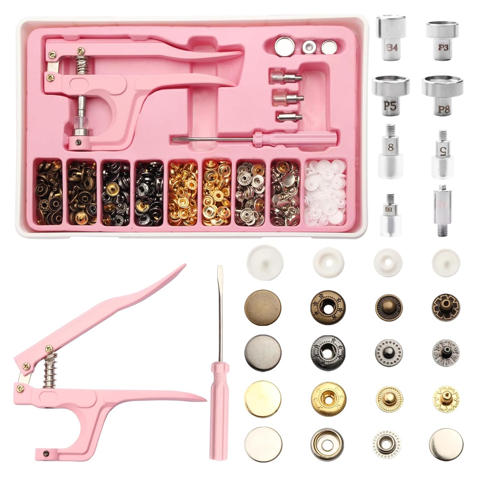 Kit de Broches a Presión YUSBUTON 140 Sets 12.5mm Metal y Plástico