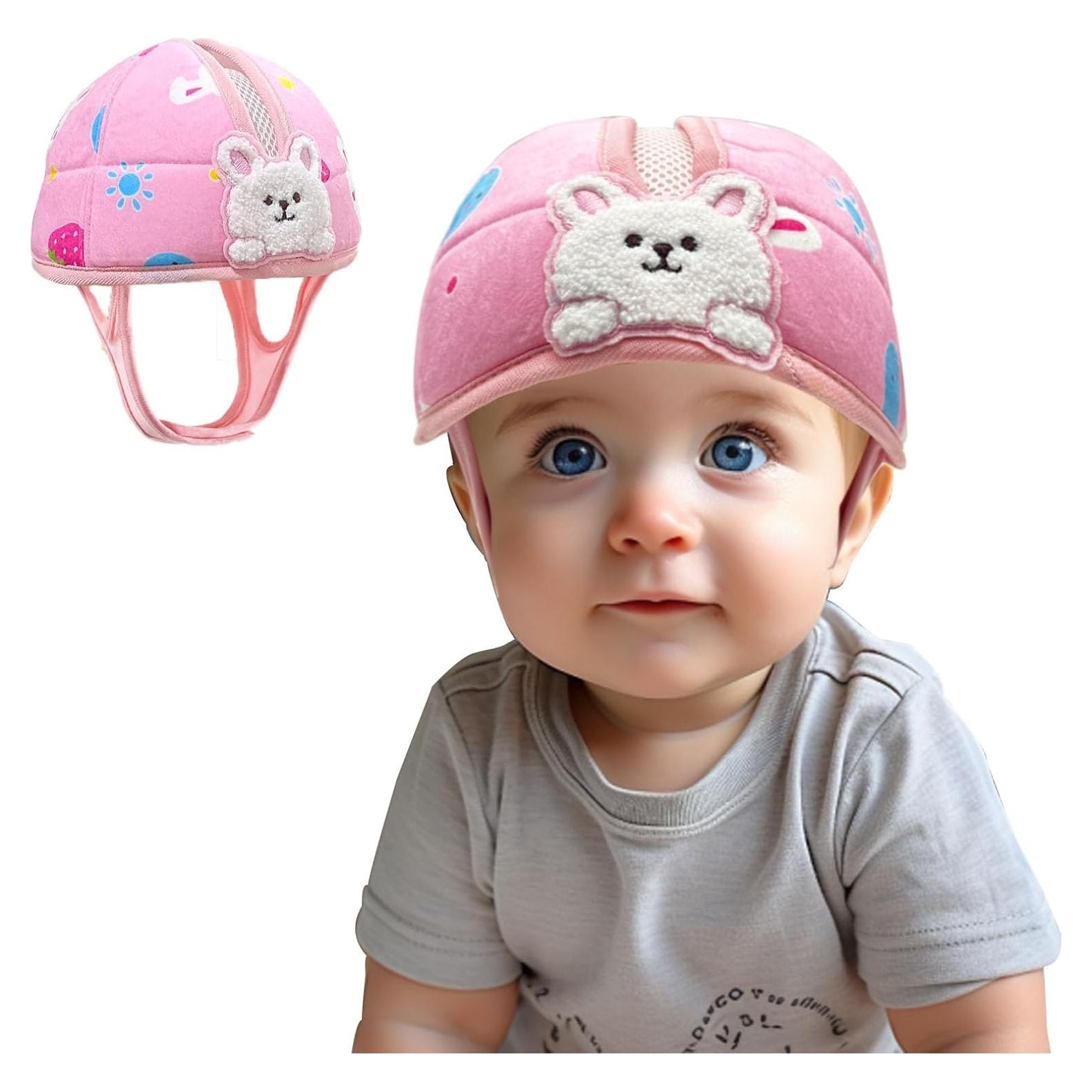 Casco de Seguridad para Bebés Domayllay Conejo Blanco Ajustable
