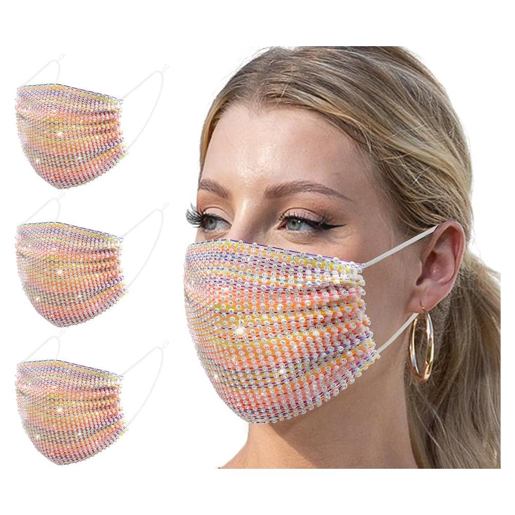 Máscara de Fiesta Brillante Auriviz para Mujeres - Malla con Rhinestones