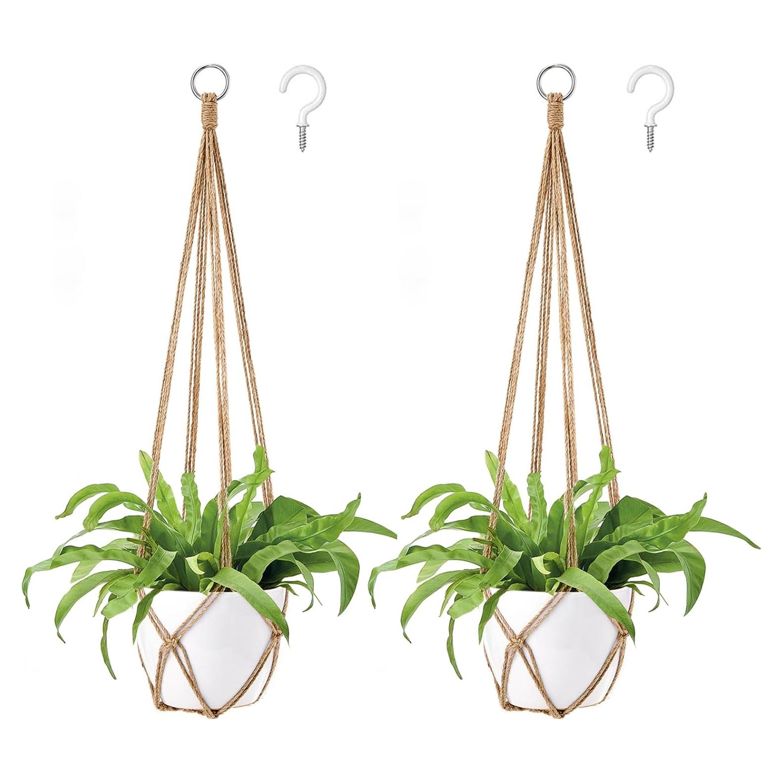 Colgador de Plantas de Macramé Dahey 89cm Juego de 2 Marrón