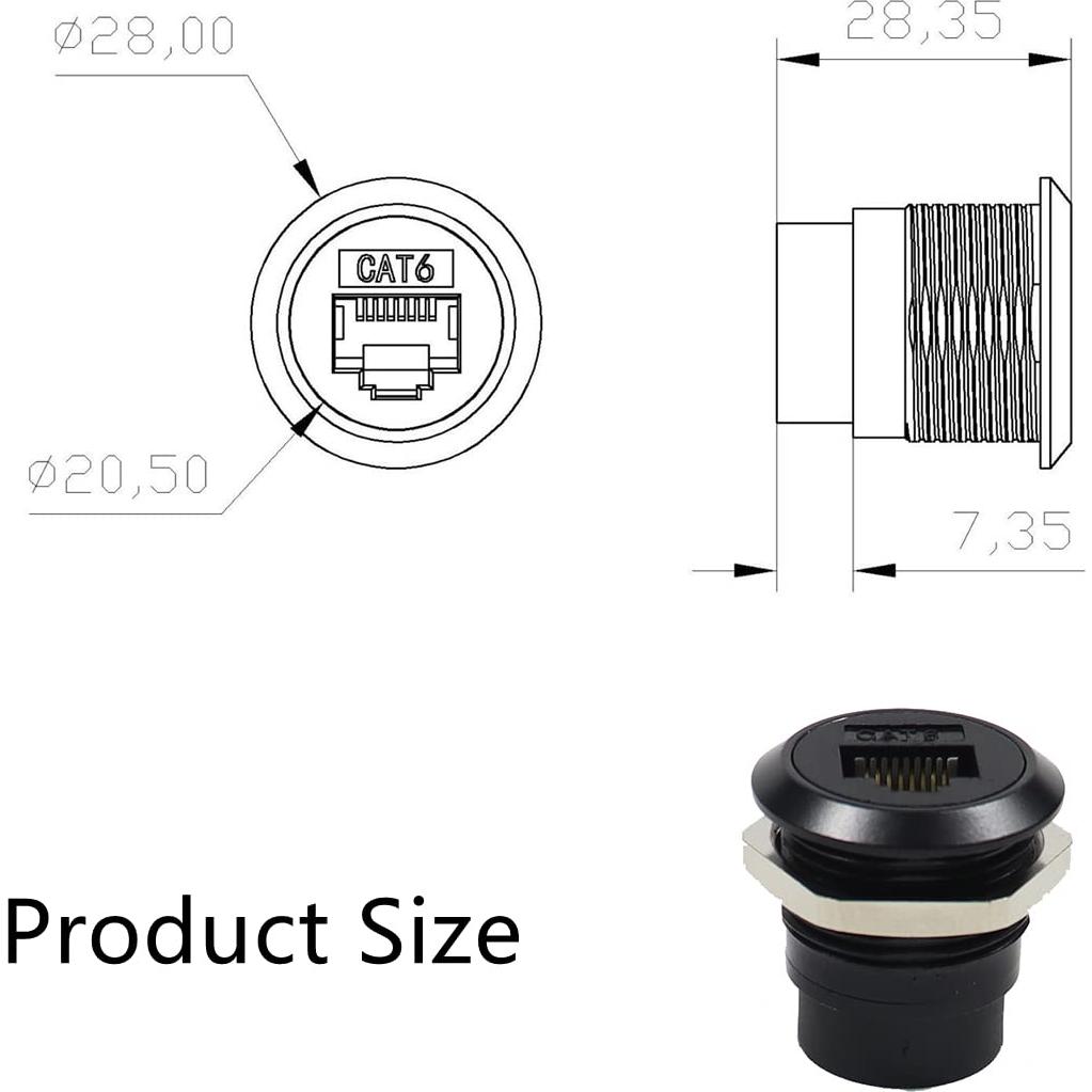 Conector de Montaje en Panel RJ45 CAT6 PENGLIN 2PCS