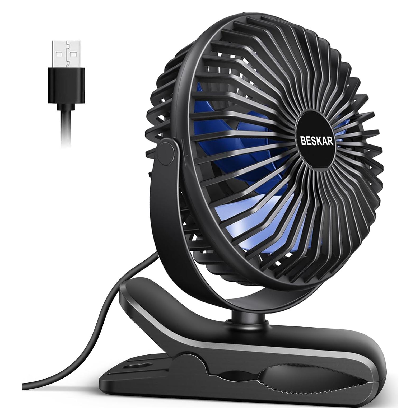 Ventilador Clip USB BESKAR ZLS-E300 3 Velocidades Silencioso