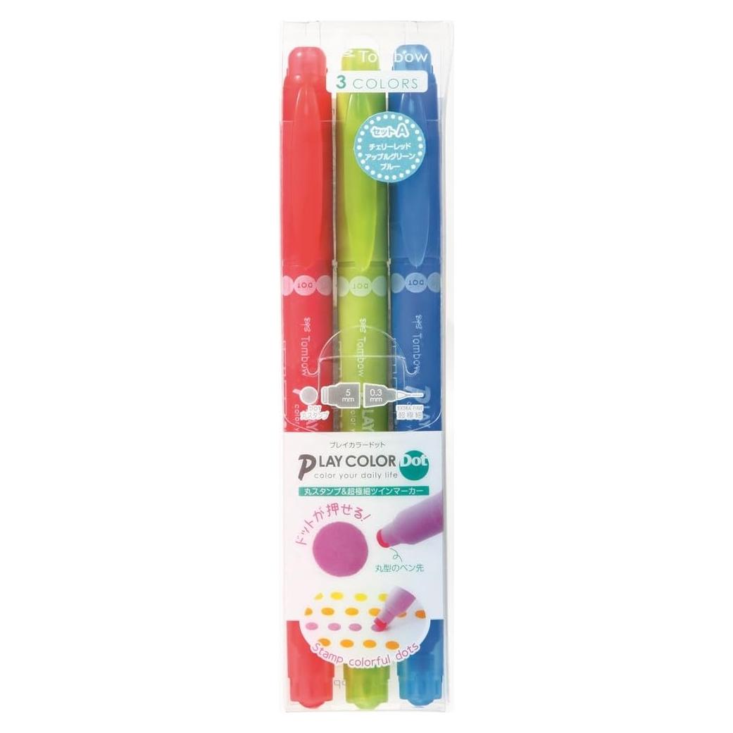 Marcador Tombow Play Color Dot Set 3 Colores A a Base de Agua