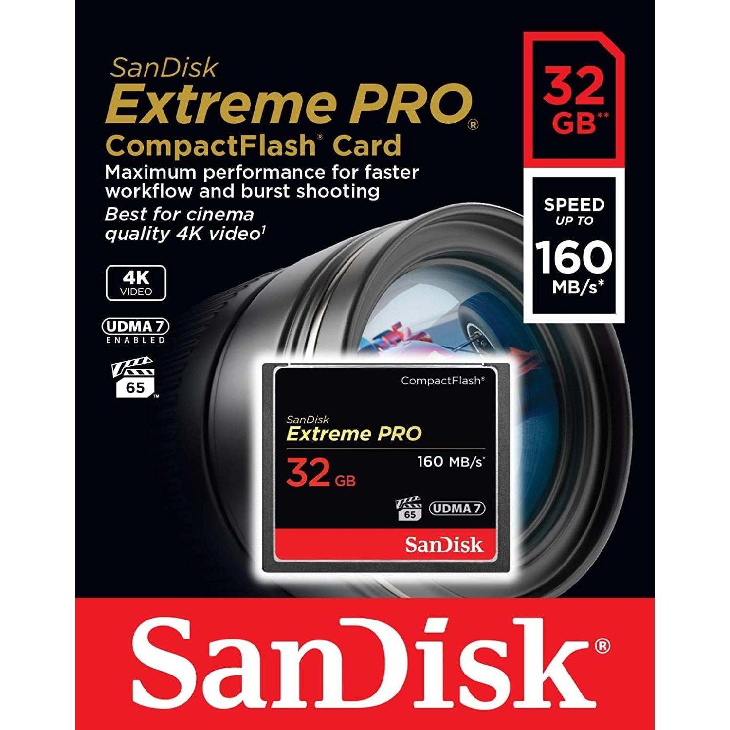 Tarjeta de Memoria SanDisk 32GB CompactFlash UDMA 7 160MB/s