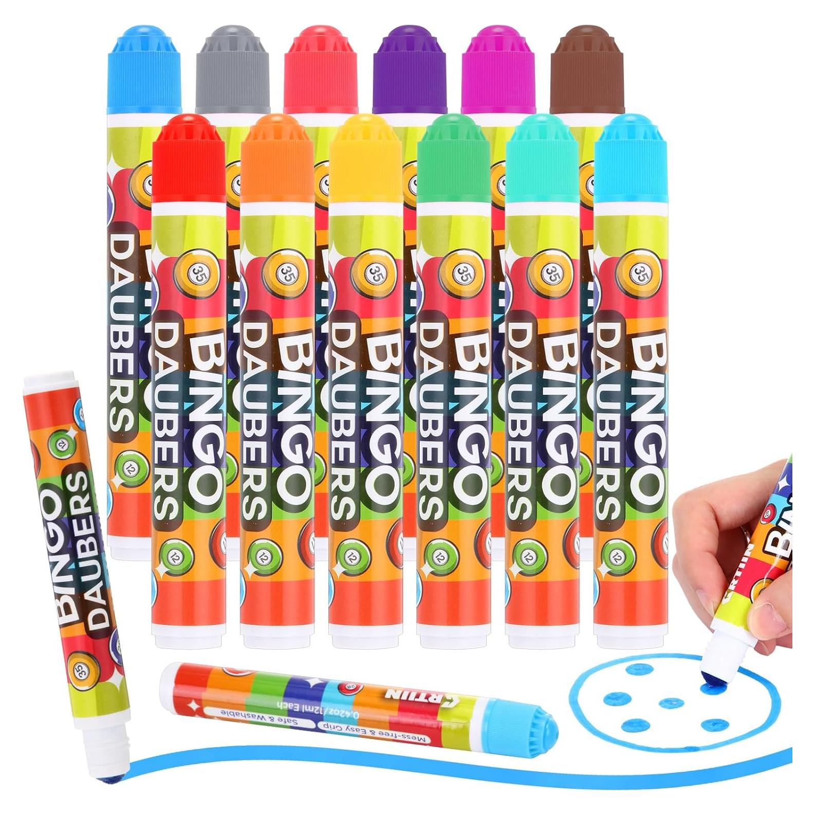 Set de 12 Marcadores de Bingo Crtiin - Colores Brillantes 12.5 cm