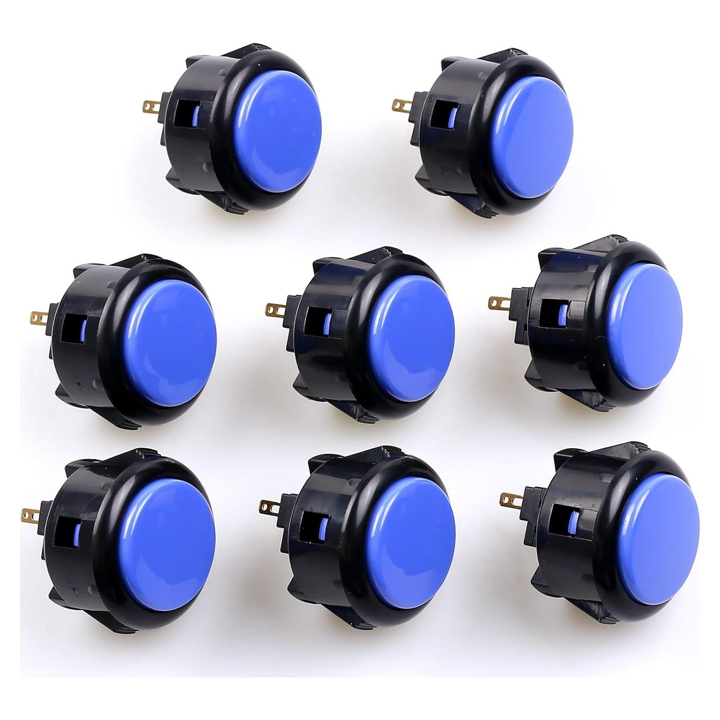 Botón de Presión Sanwa OBSF-30 30mm Negro y Azul para Arcade