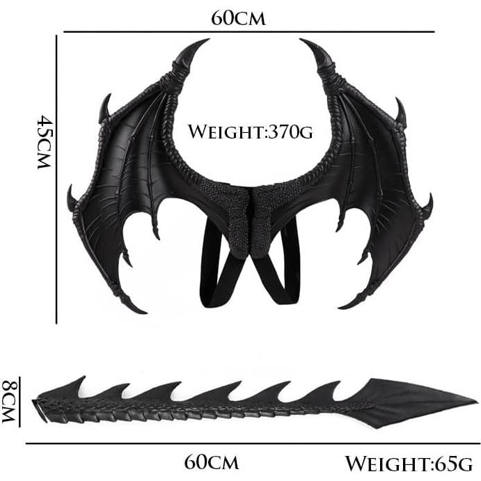 Alas de Dragón Cosplay Himine para Niños - Rojo, Negro, Azul, Verde